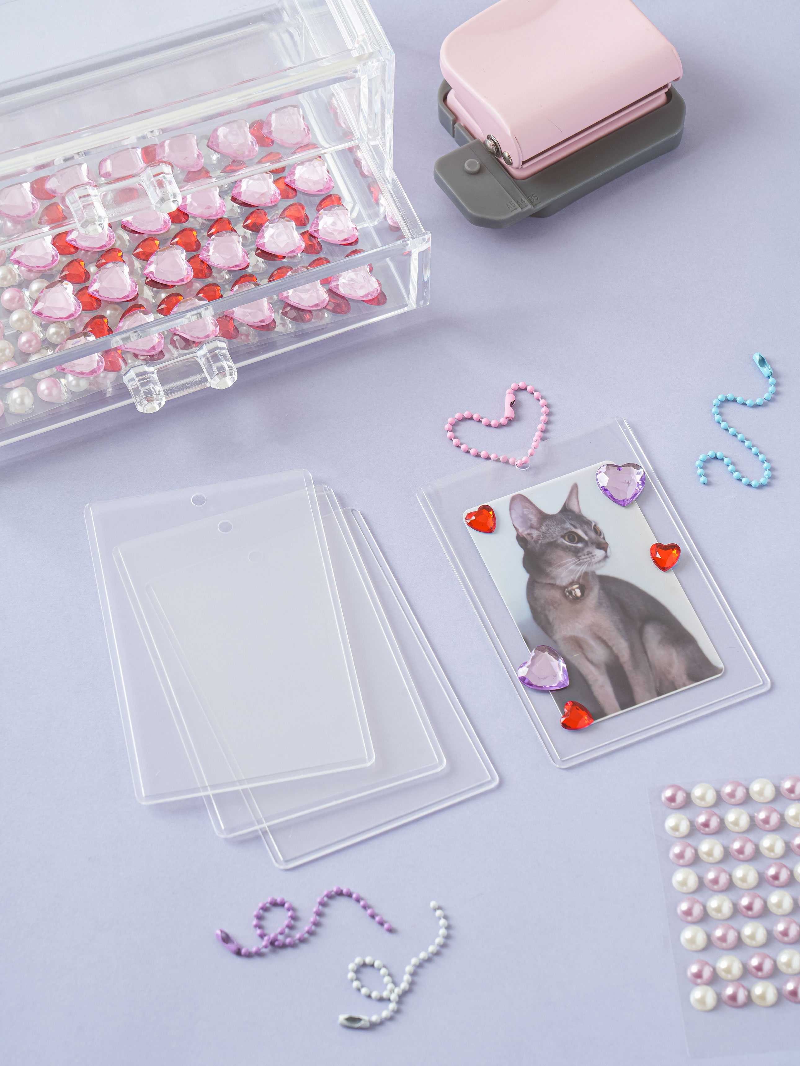 Polkku ball chain & transparent top loader 4 sets