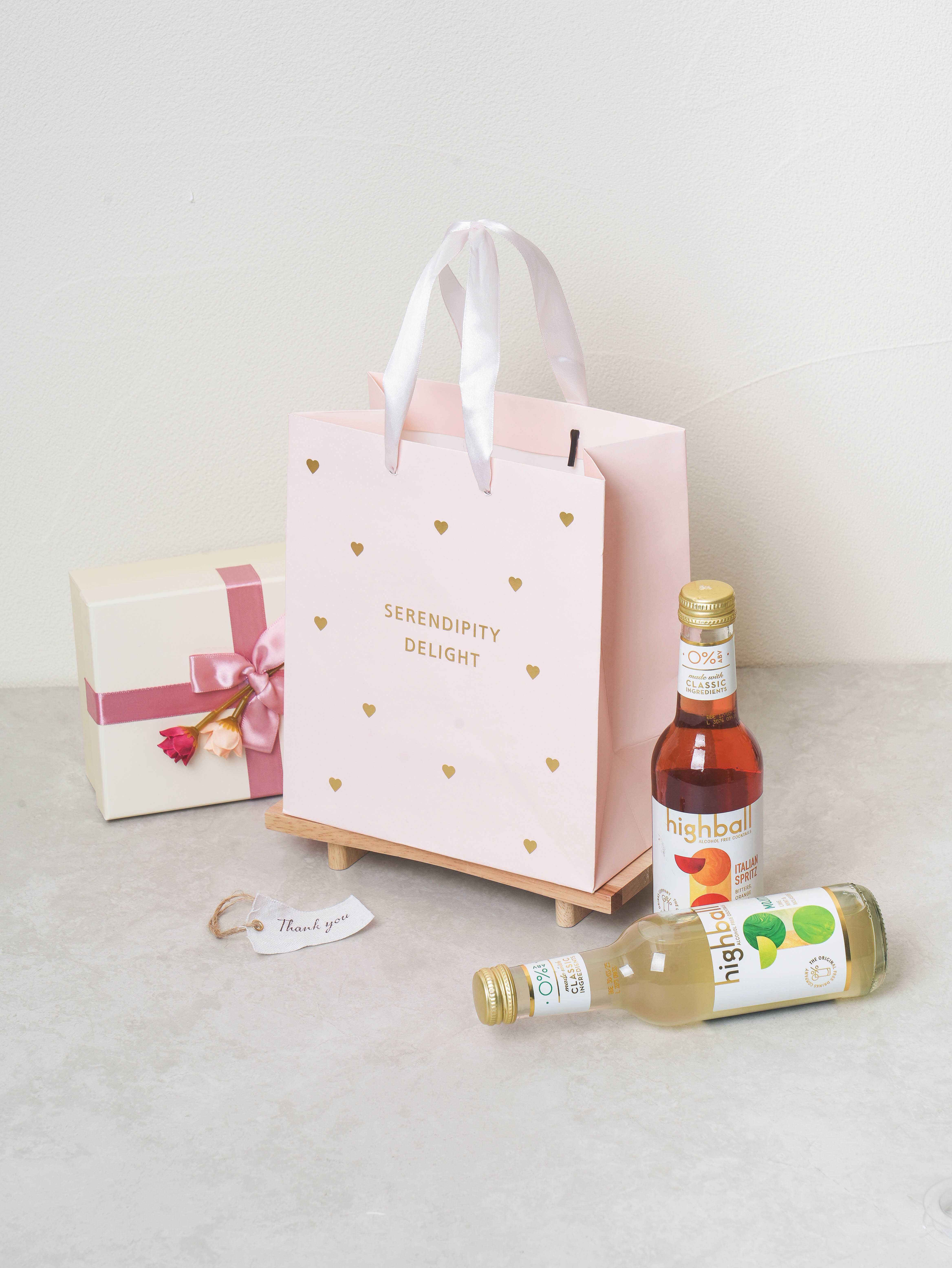 Gold foil point shopping bag pink