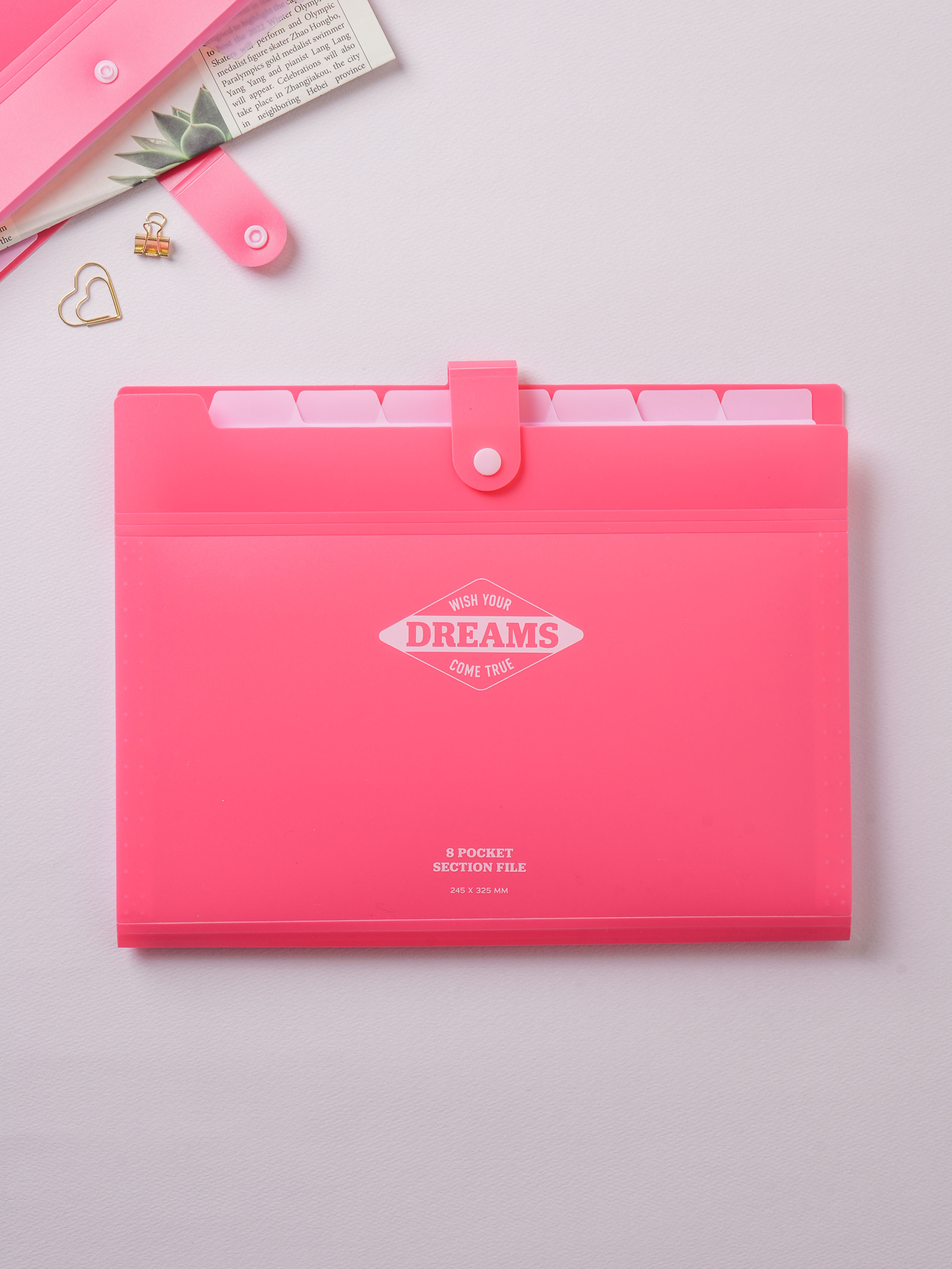 8 pocket section file pink