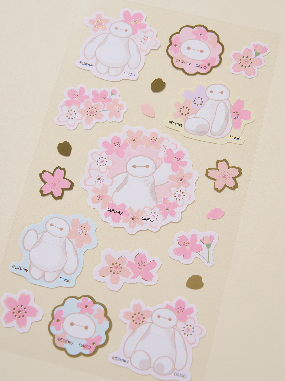 Cherry Blossom Disney Gold Foil Sticker Baymax