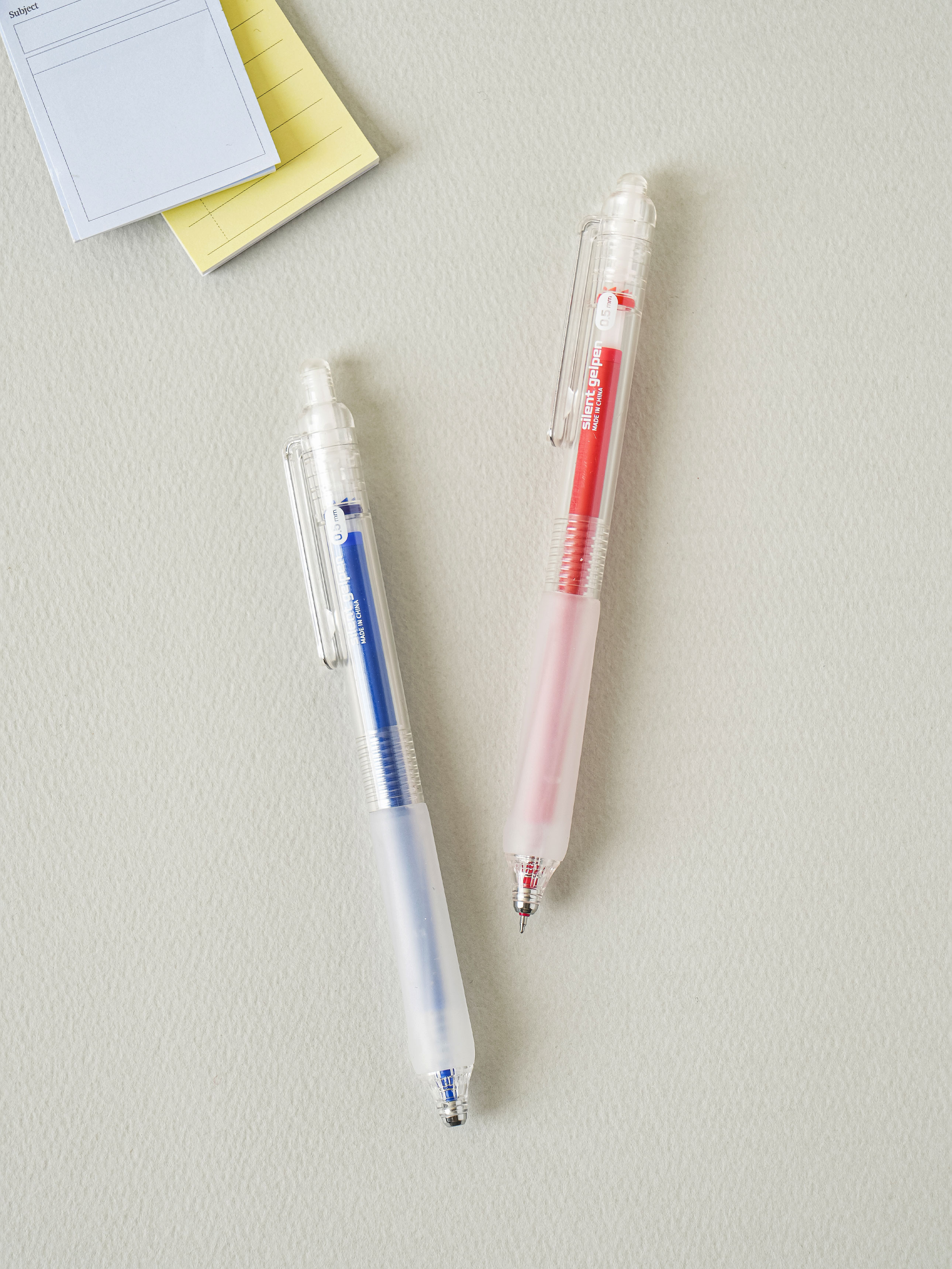 Noiseless knock gel pen 0.5 mm 2 pack blue red
