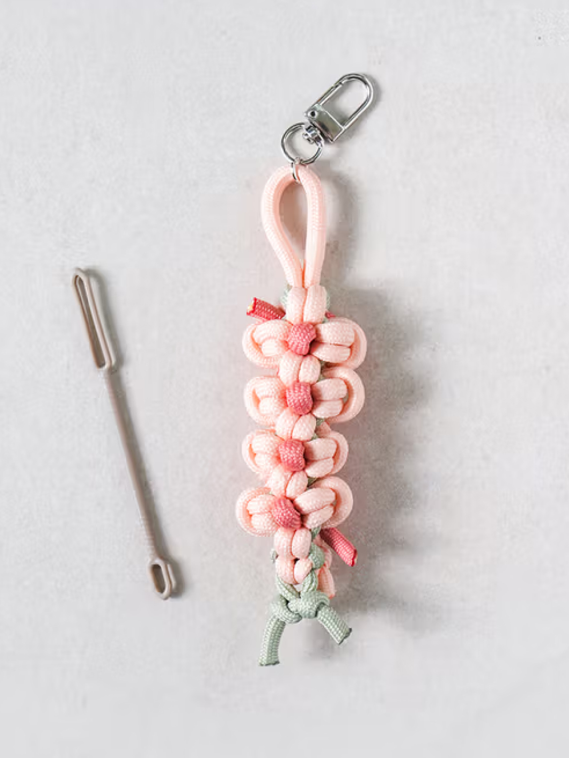 Flower Macrame DIY Keyring Making Pink