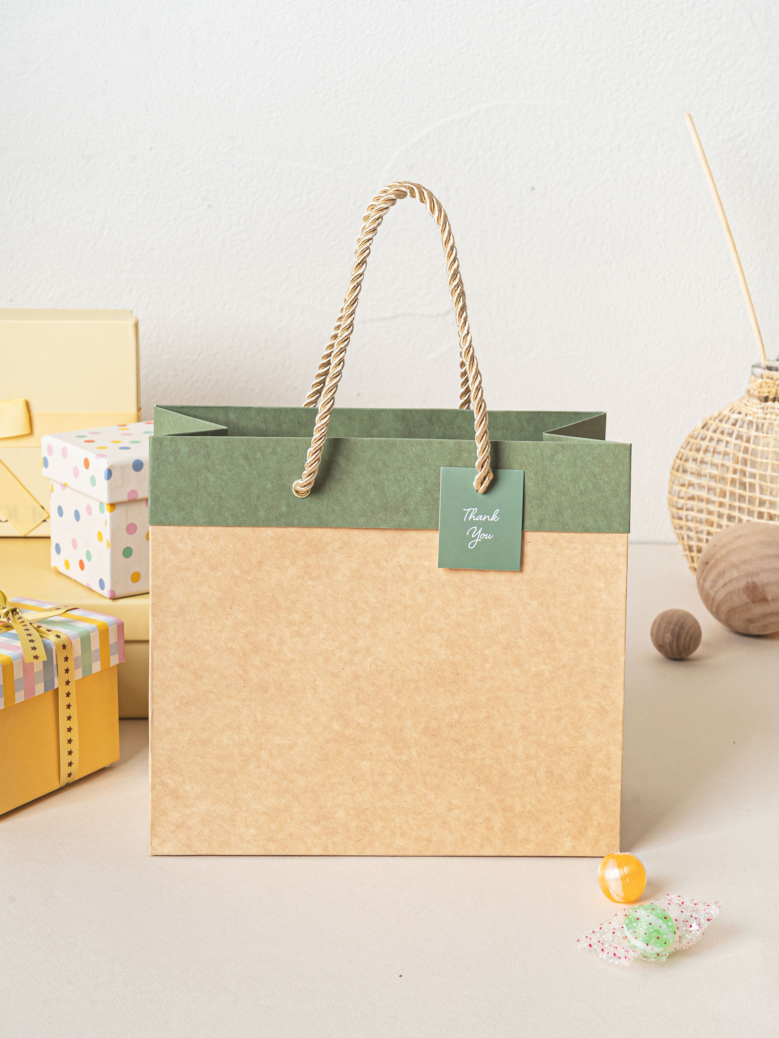 Top Point Kraft Horizontal Gift Bag S Light Green