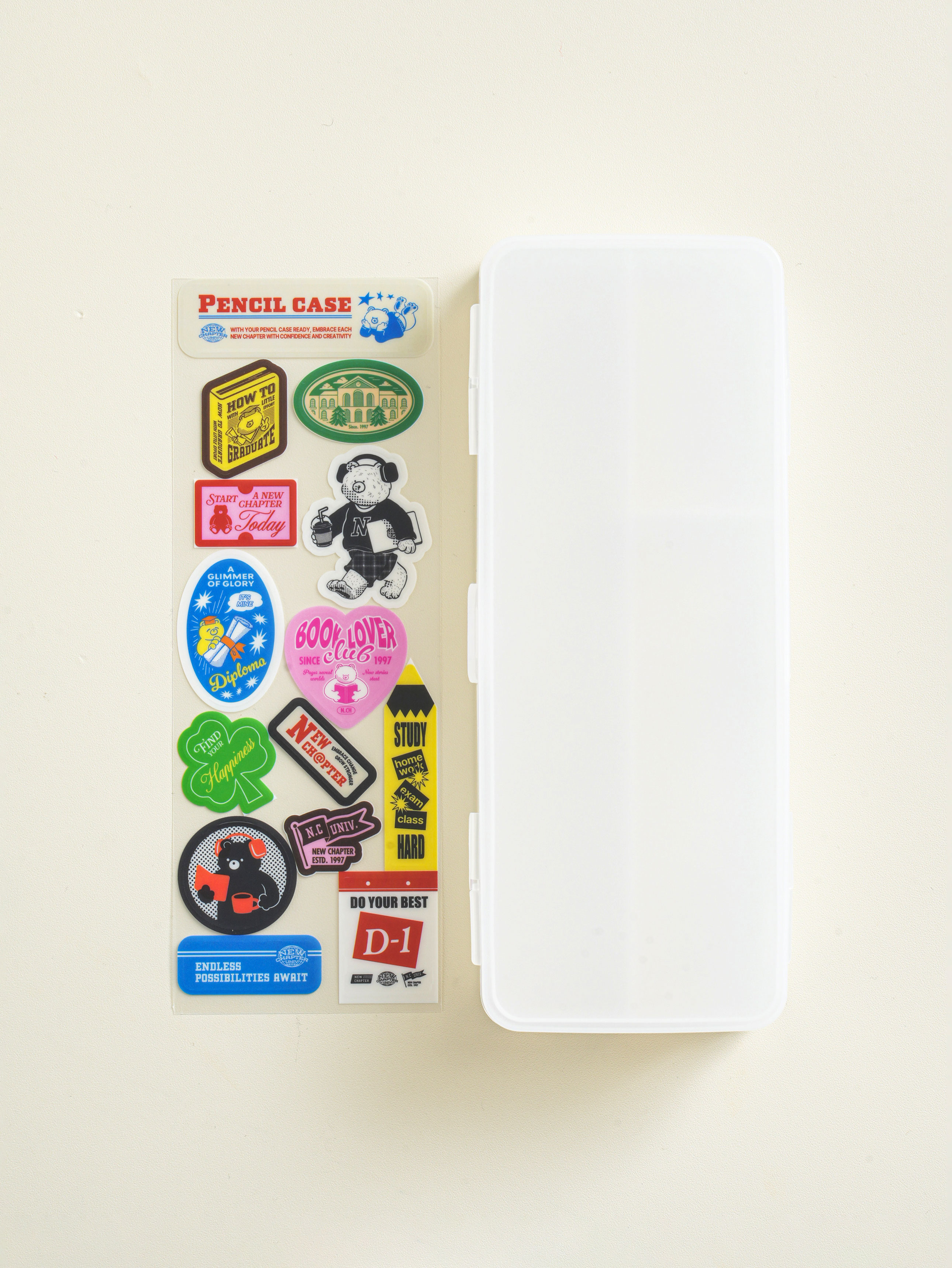 2-tier translucent sticker pencil case