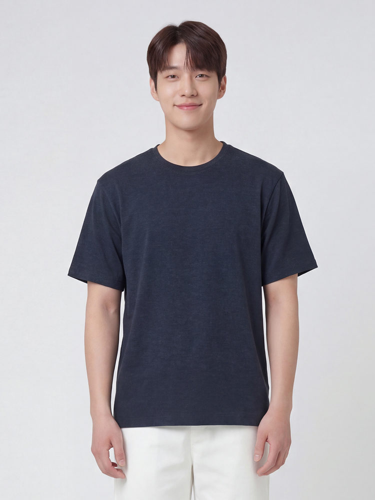 [Common] Rayon blend lounge short sleeve t-shirt M/L navy