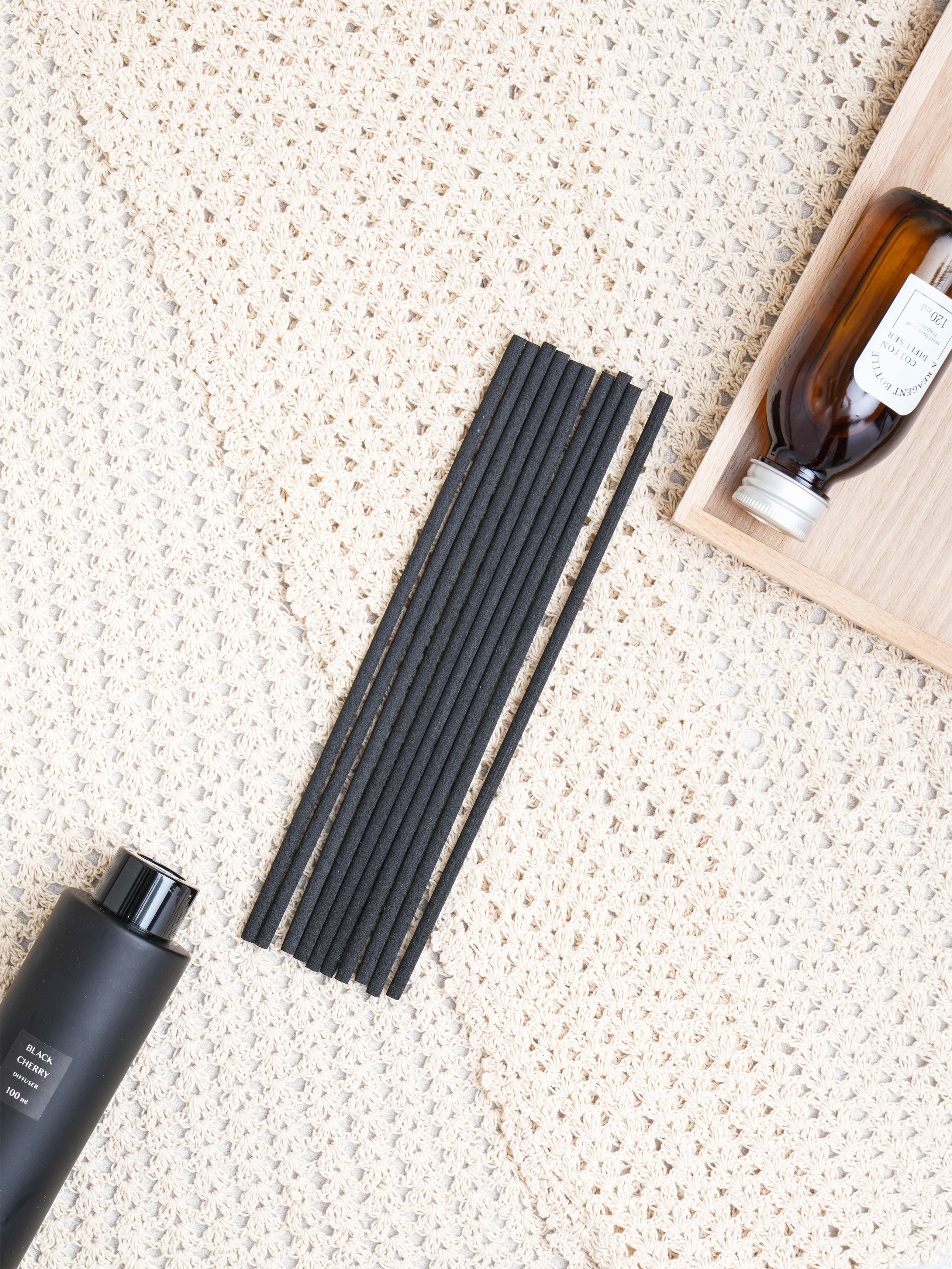 DIY Thick Fiber Sticks Black 10pcs