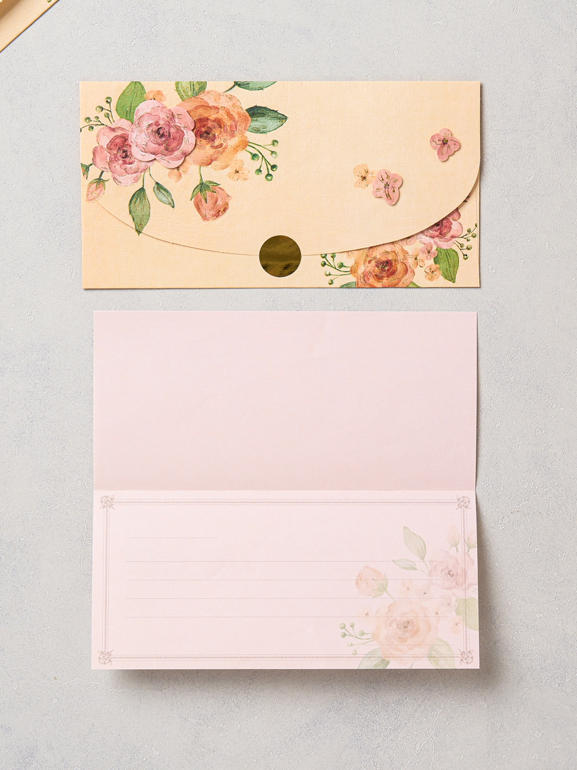 Three-dimensional flower gold foil envelope (2 sheets/1000) pink