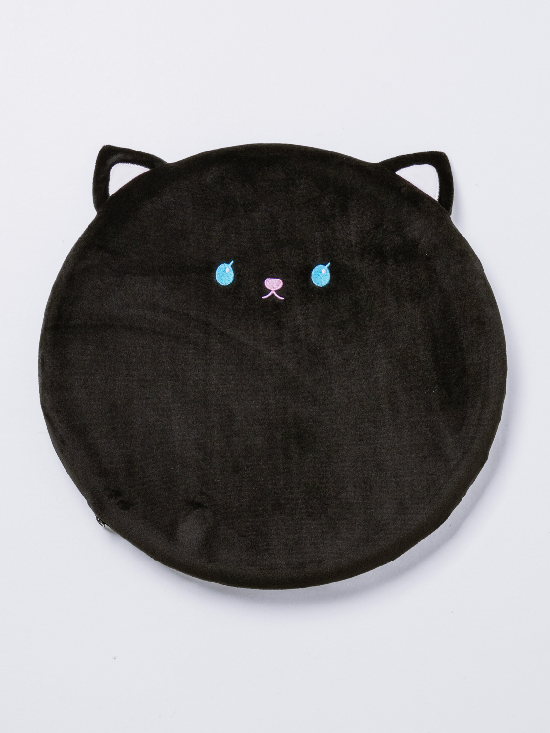 Round memory foam cushion with ears 40 cm black