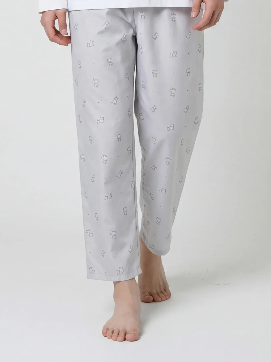[Common] Pattern print pajama bottoms L light gray