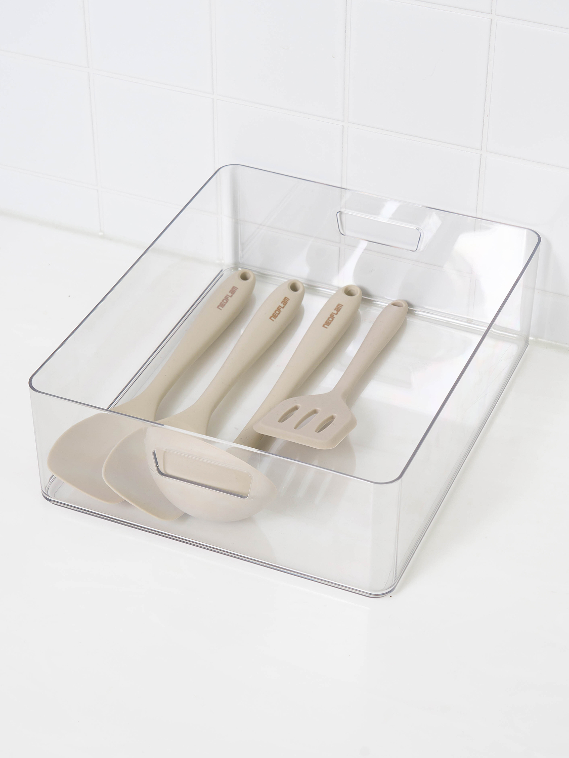 Stackable transparent basket (No. 4) (approx. 29.5x24x9 cm)