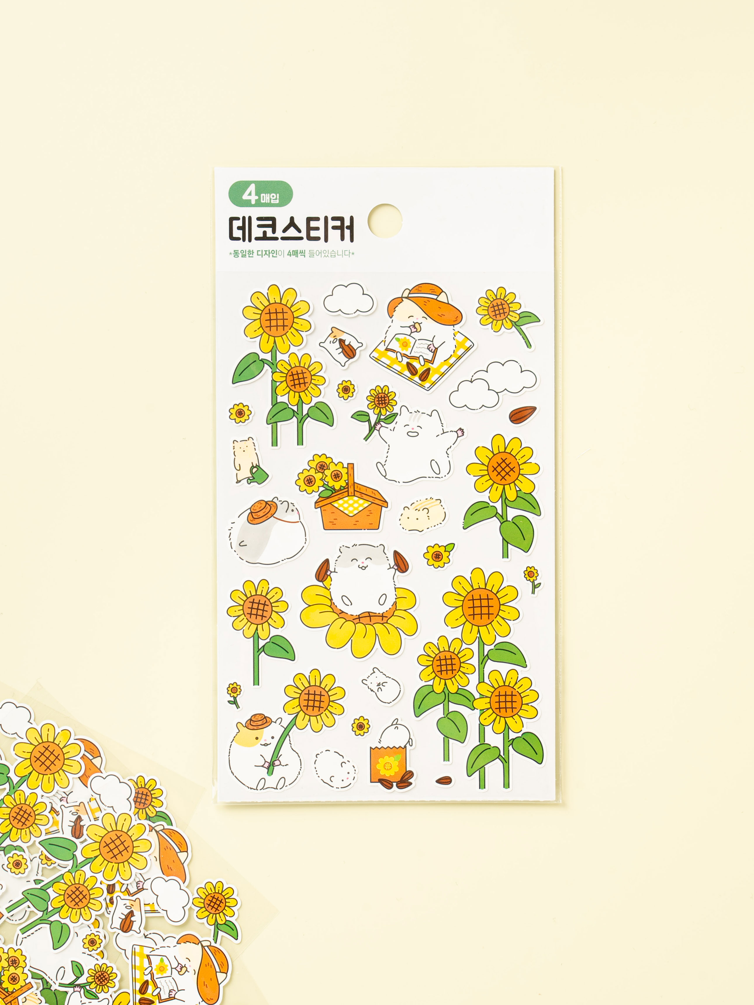 4 sunflower hamster stickers