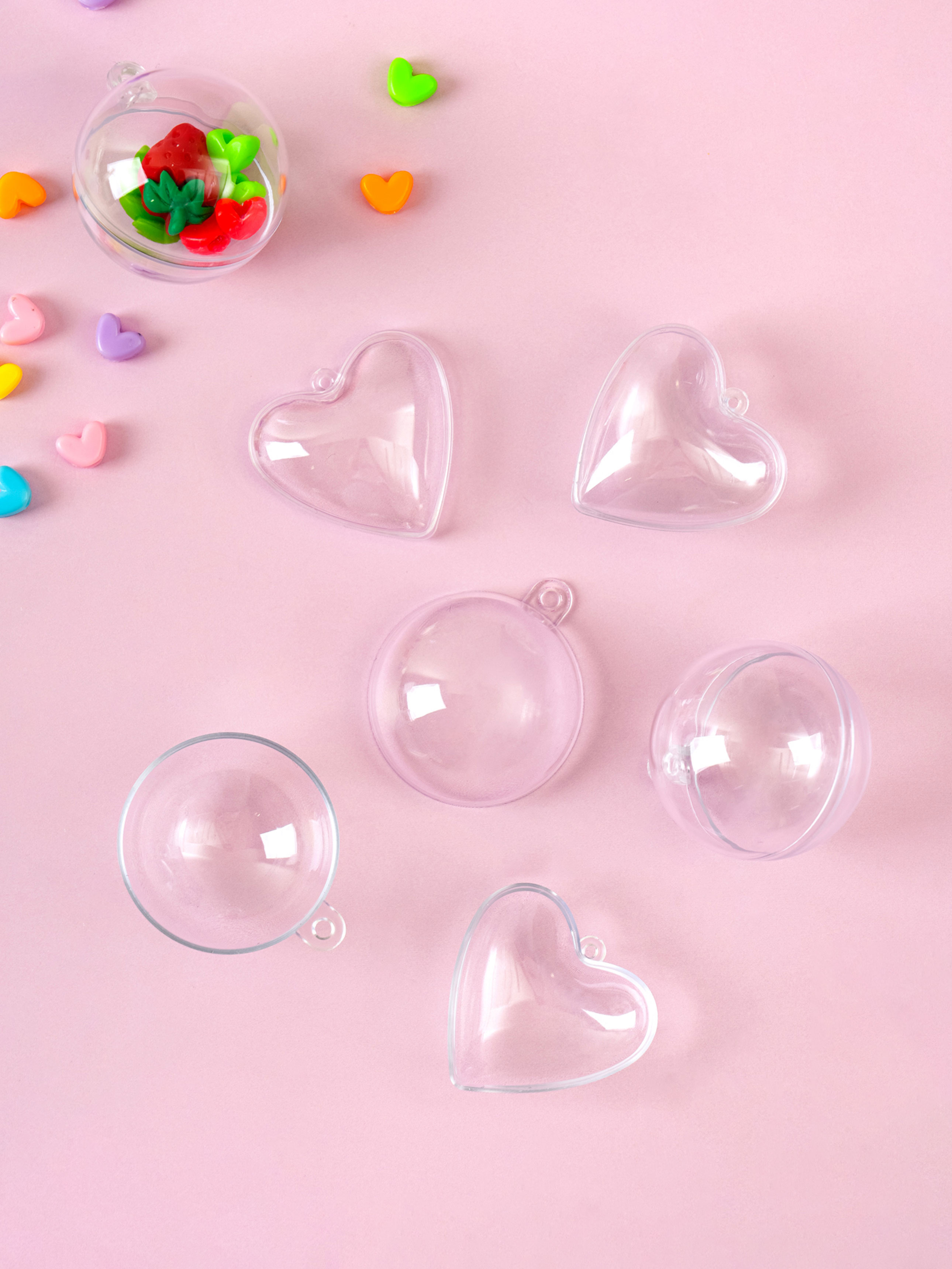 5 transparent ball keychains