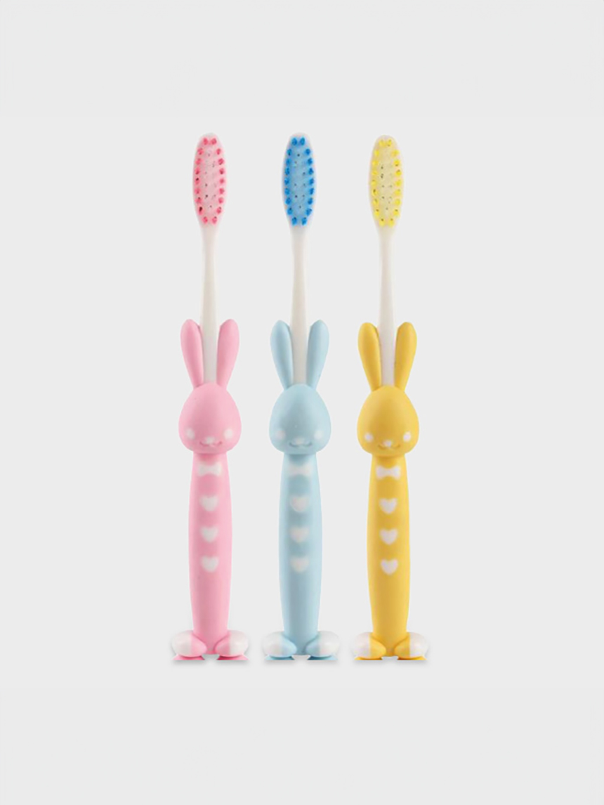 3 rabbit-shaped children's toothbrushes