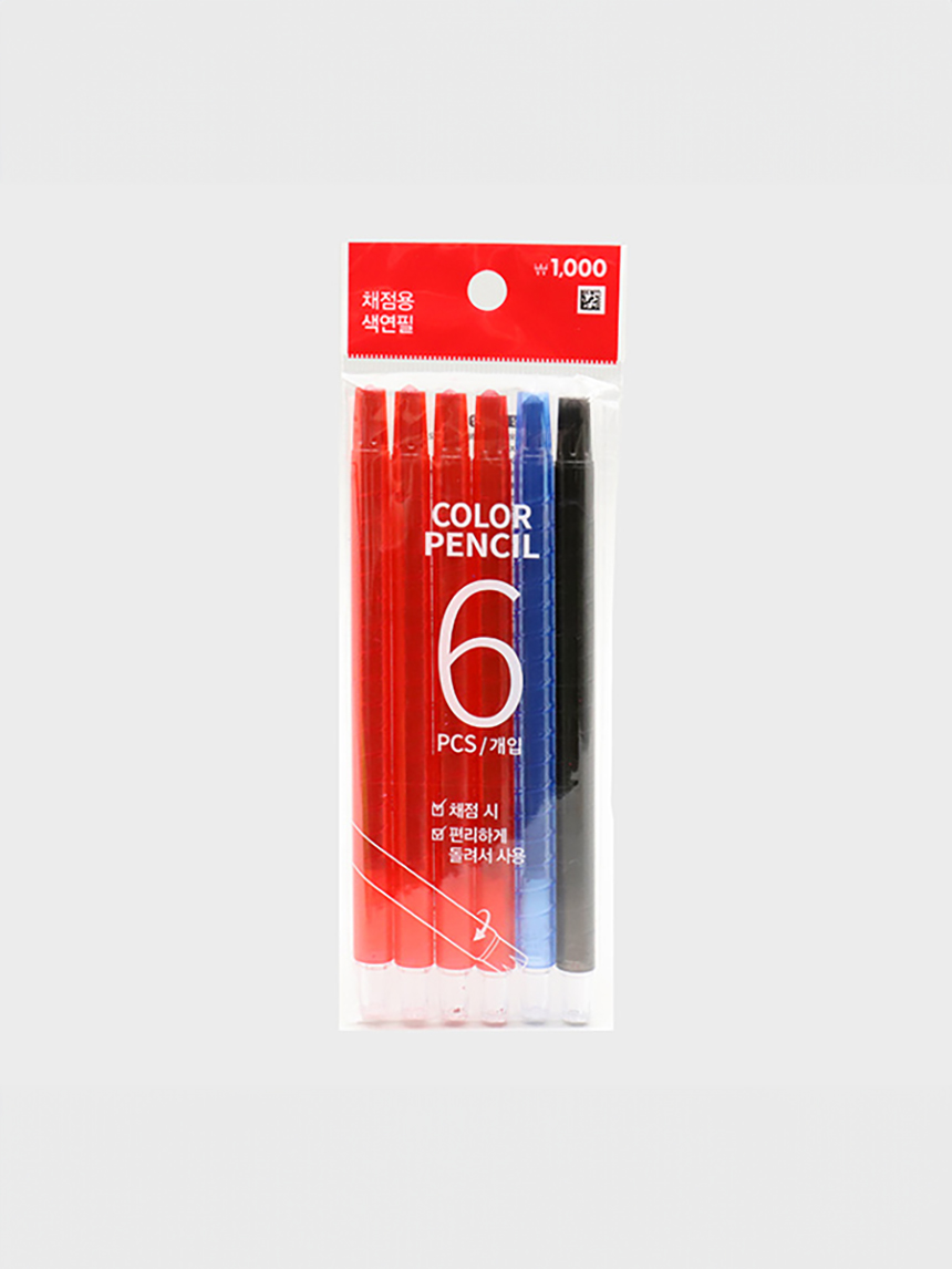 6 colored pencils for grading