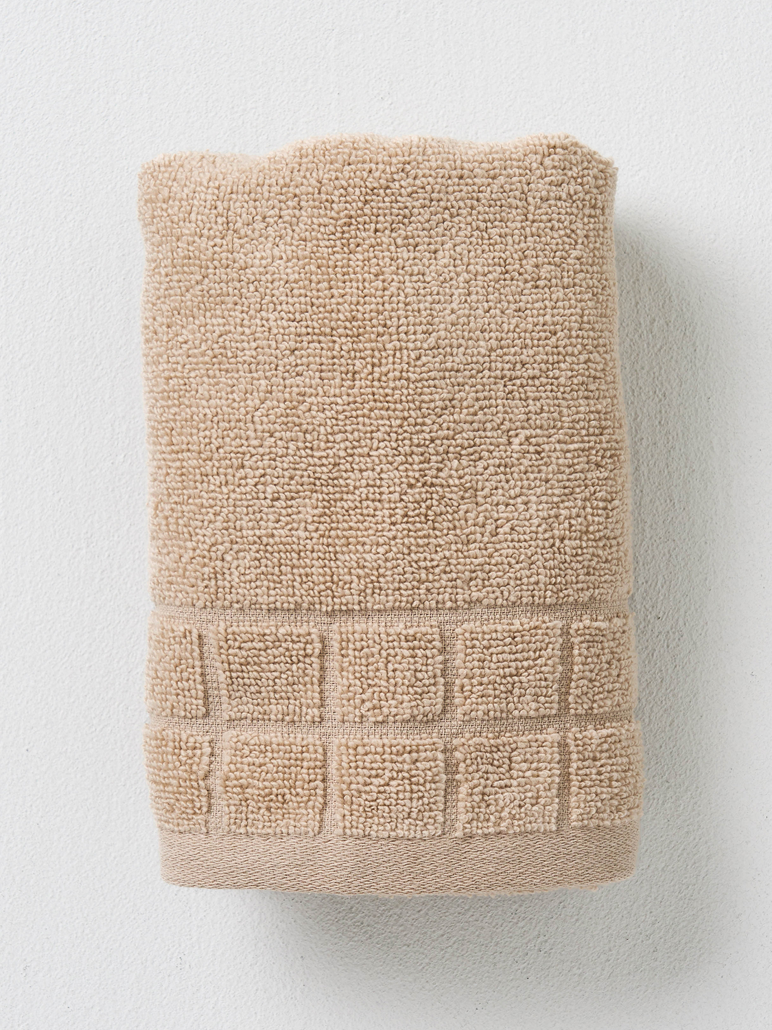 Single-sided untwisted yarn washcloth 34 x 80 cm beige