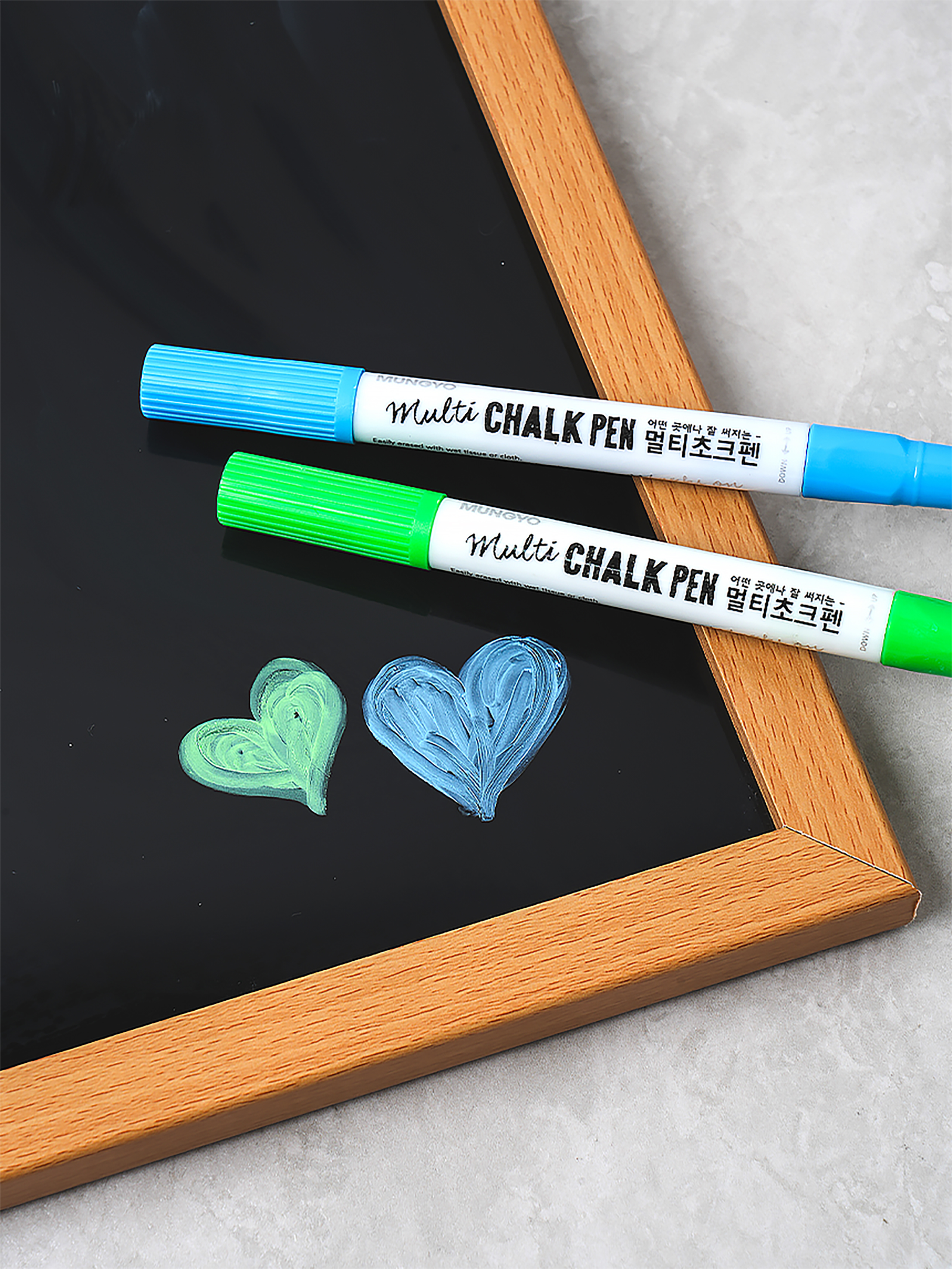 Mungyo Multi Chalk Pen Green Blue 2pcs