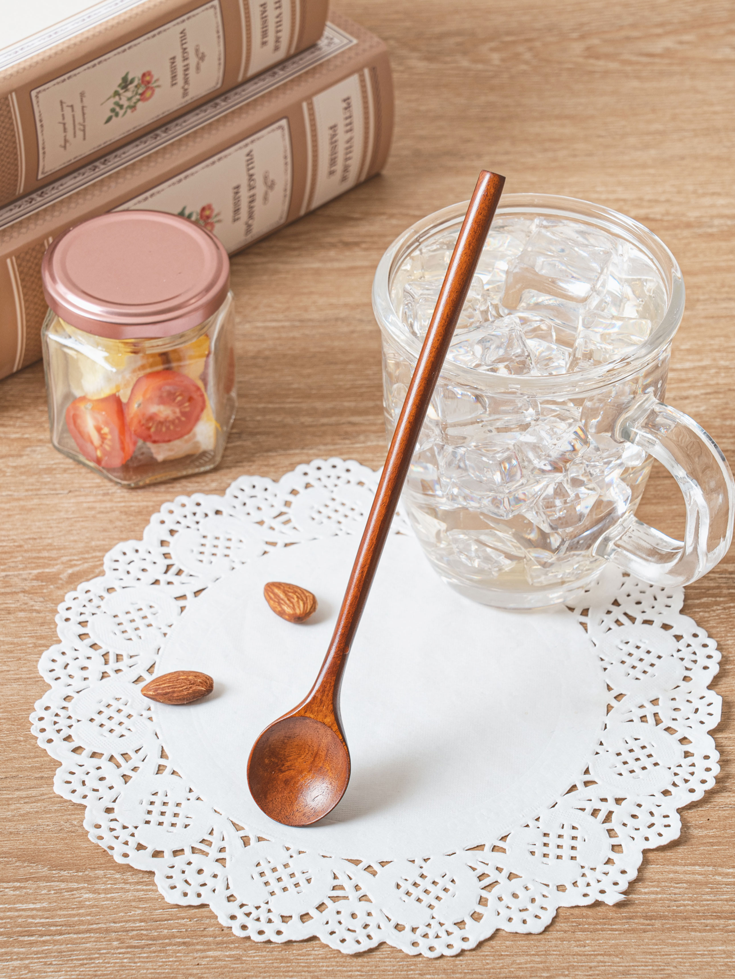 Lacquered wooden muddler teaspoon 20 cm