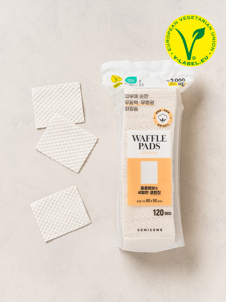 Somisome unbleached waffle embossed cotton pads 120 sheets
