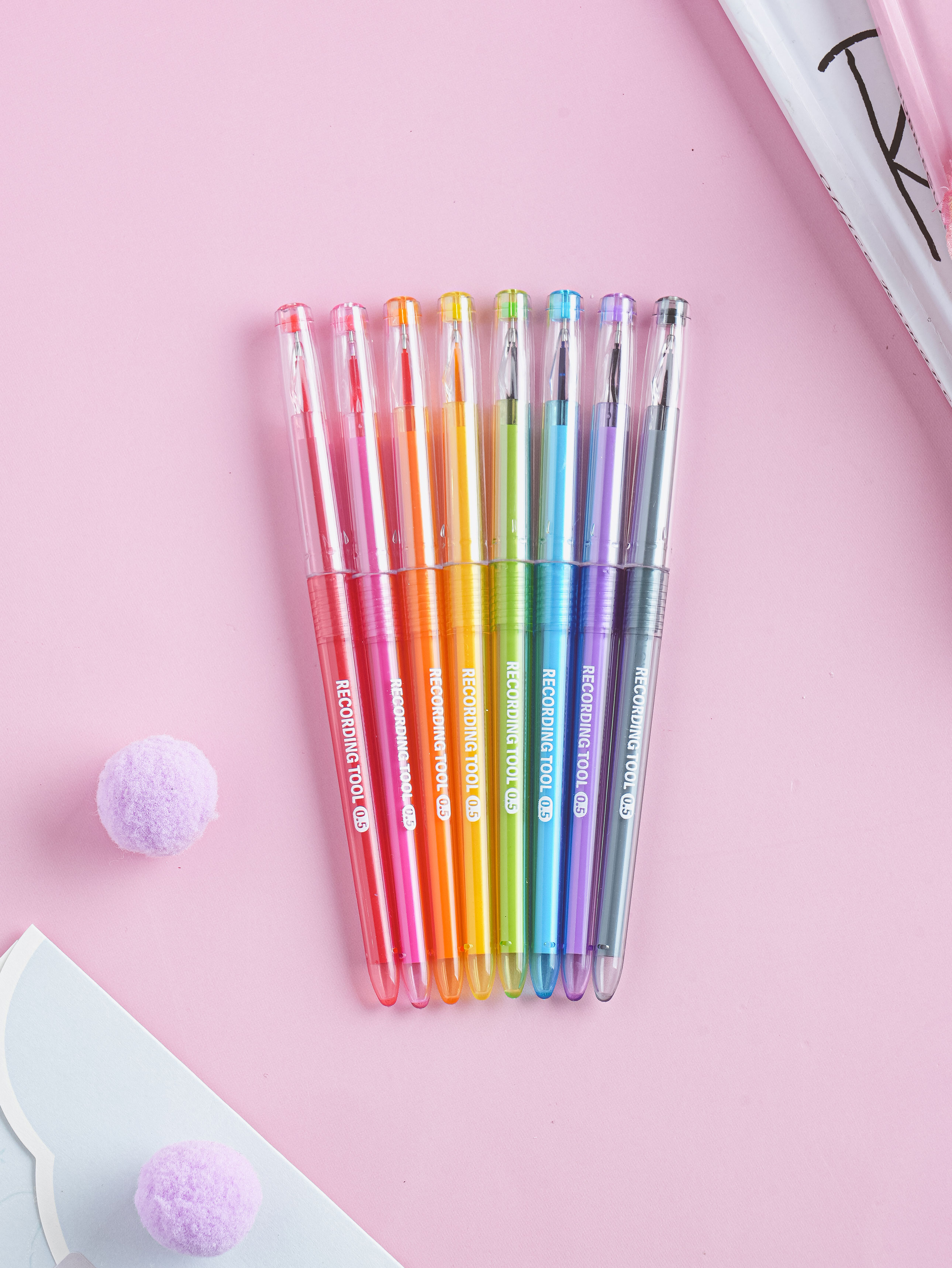 Slim gel pen set 0.5 mm 8 pieces