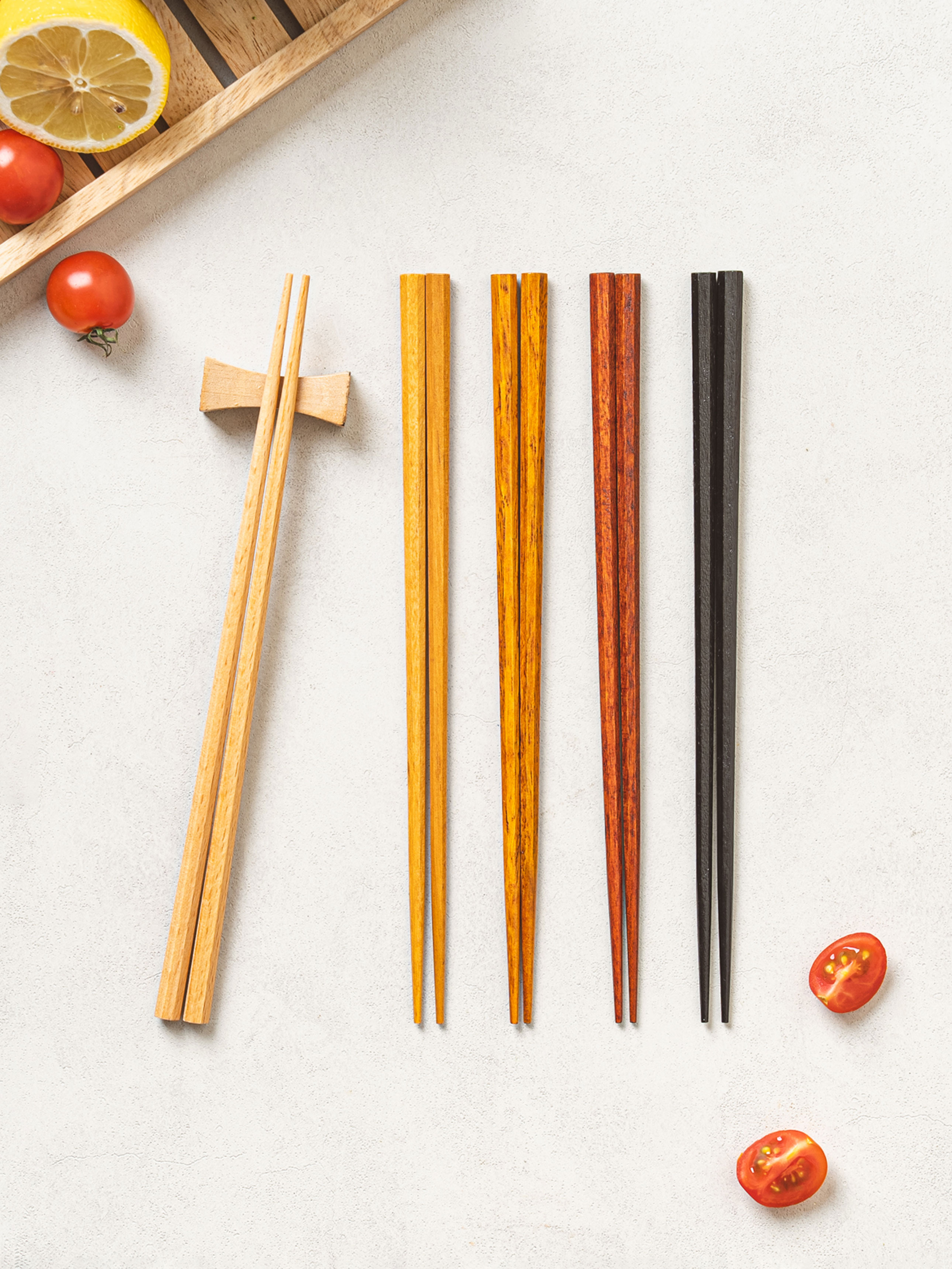 Set of 5 high-quality wooden chopsticks