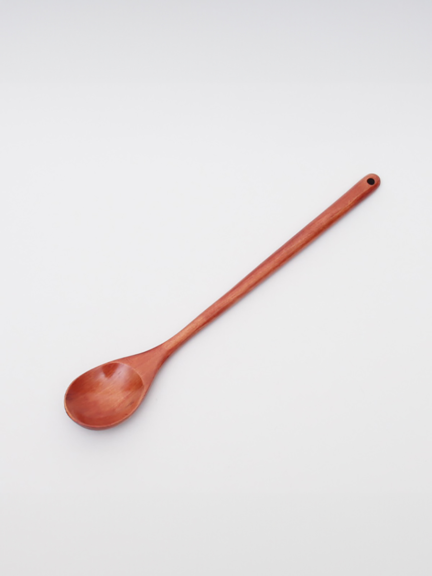 Natural lacquered oak long cooking spoon 34cm