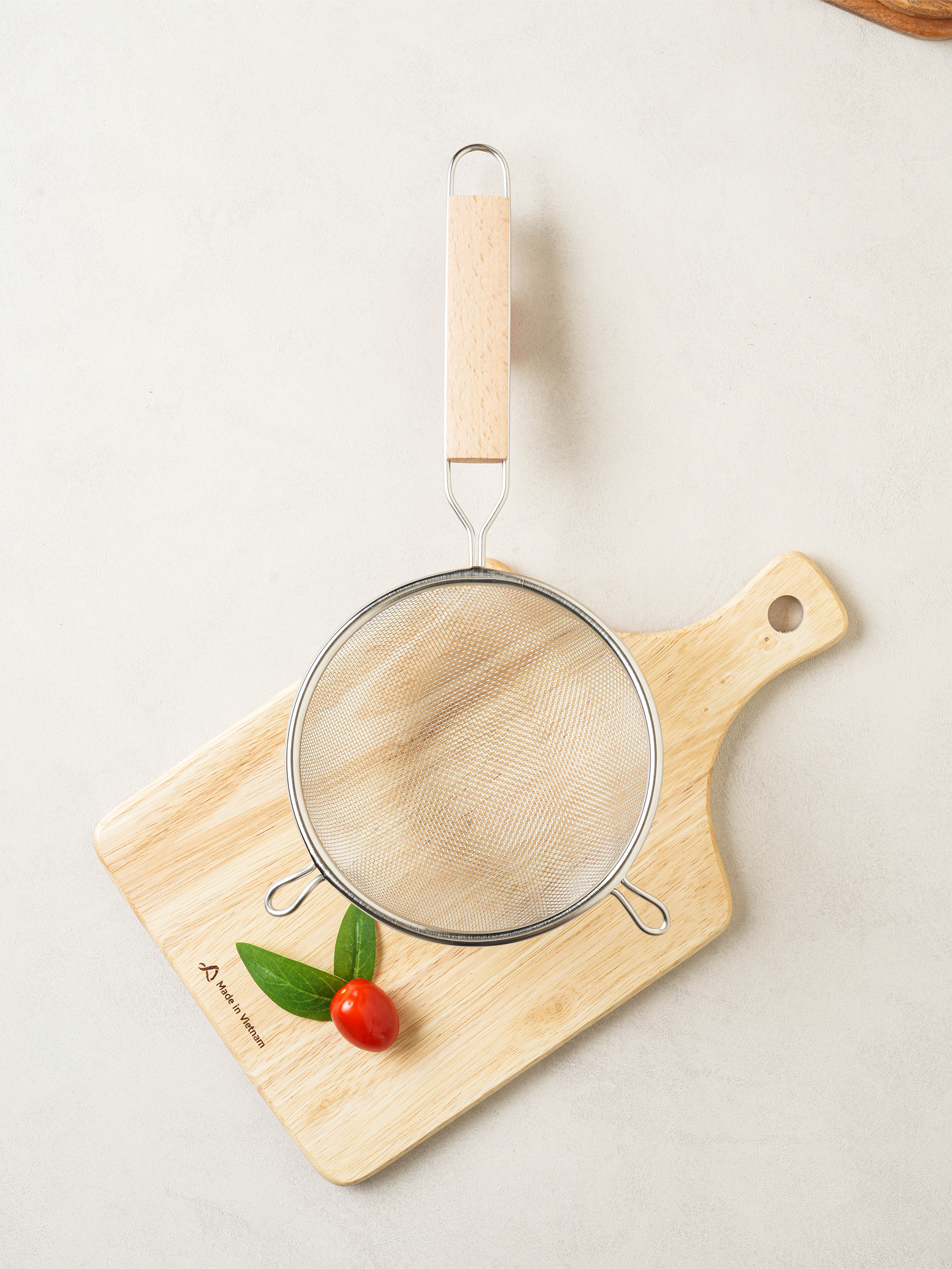 Wide wood handle tray 14cm