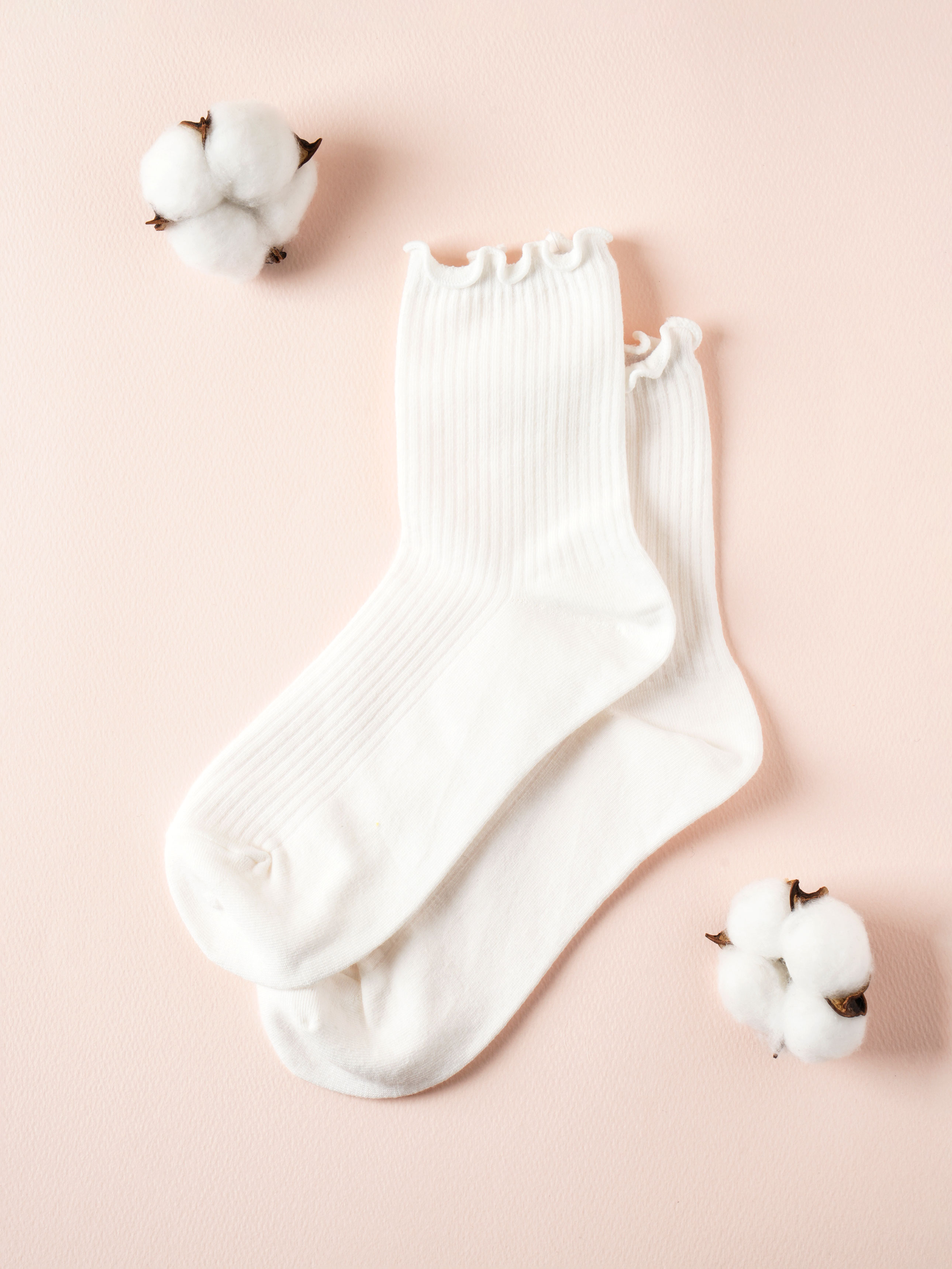 Kikiya Socks Women's Lace Ribbed Socks White