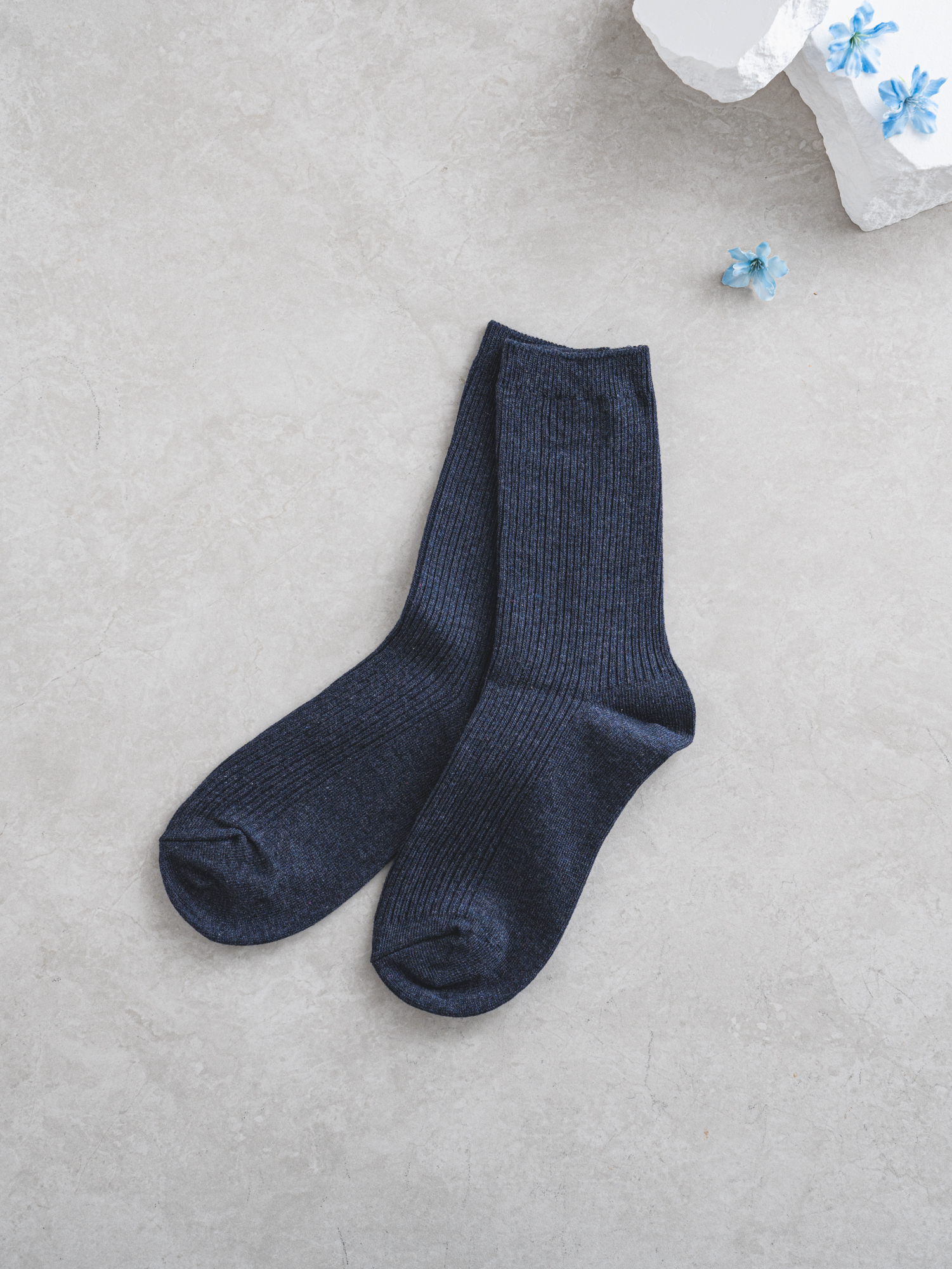 Monfoot Women's Ribbed Long Socks Navy