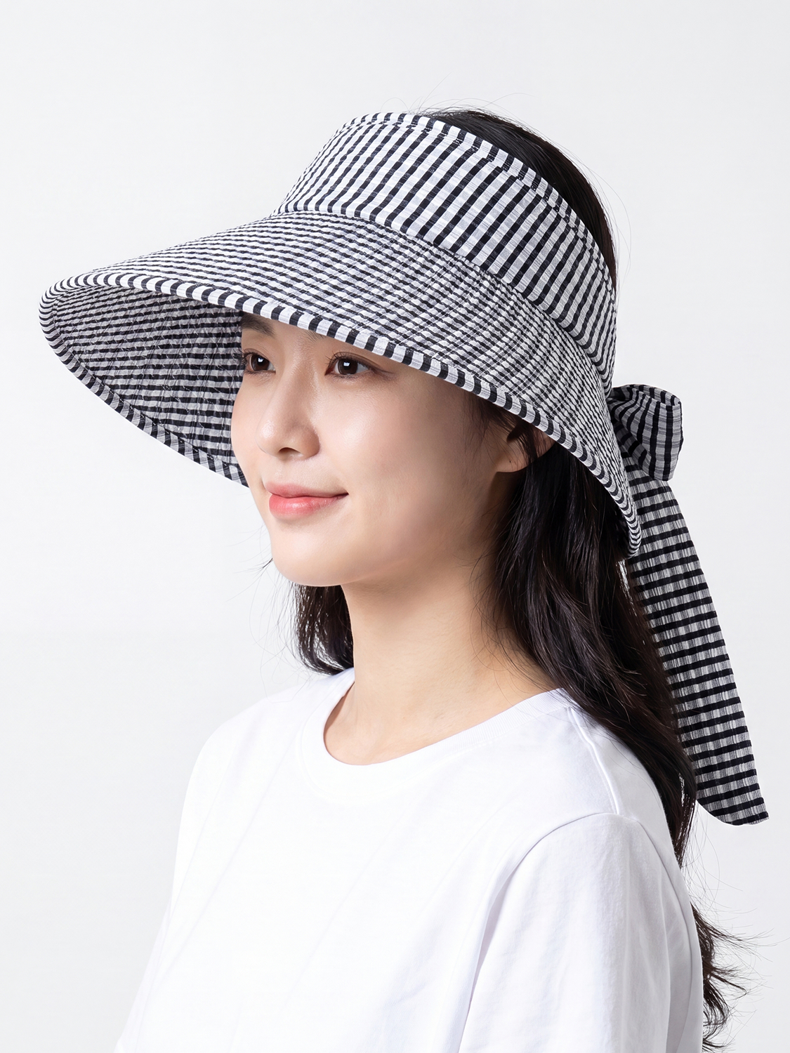 check ribbon sun cap