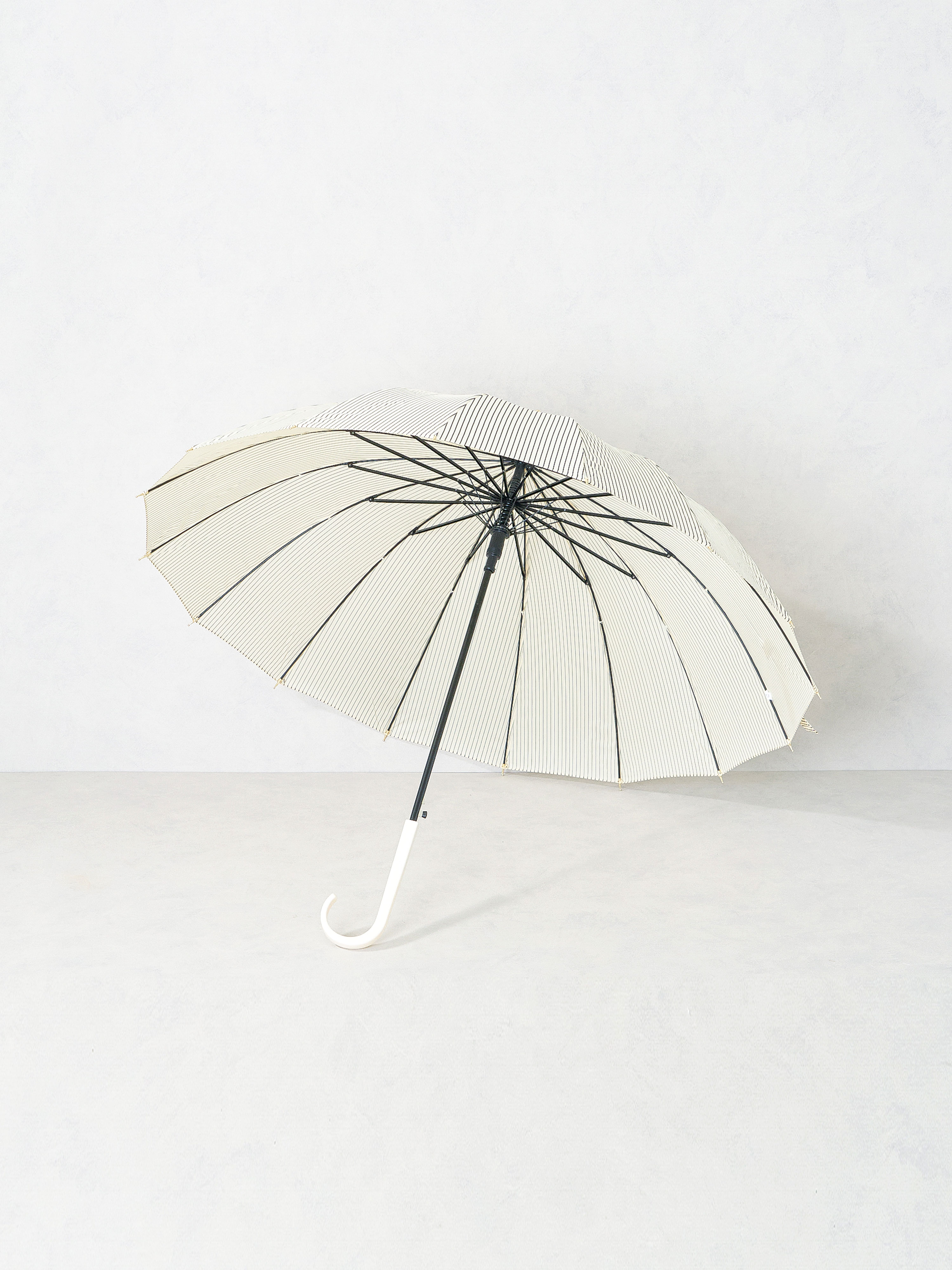 Striped long umbrella 16K 56 cm ivory