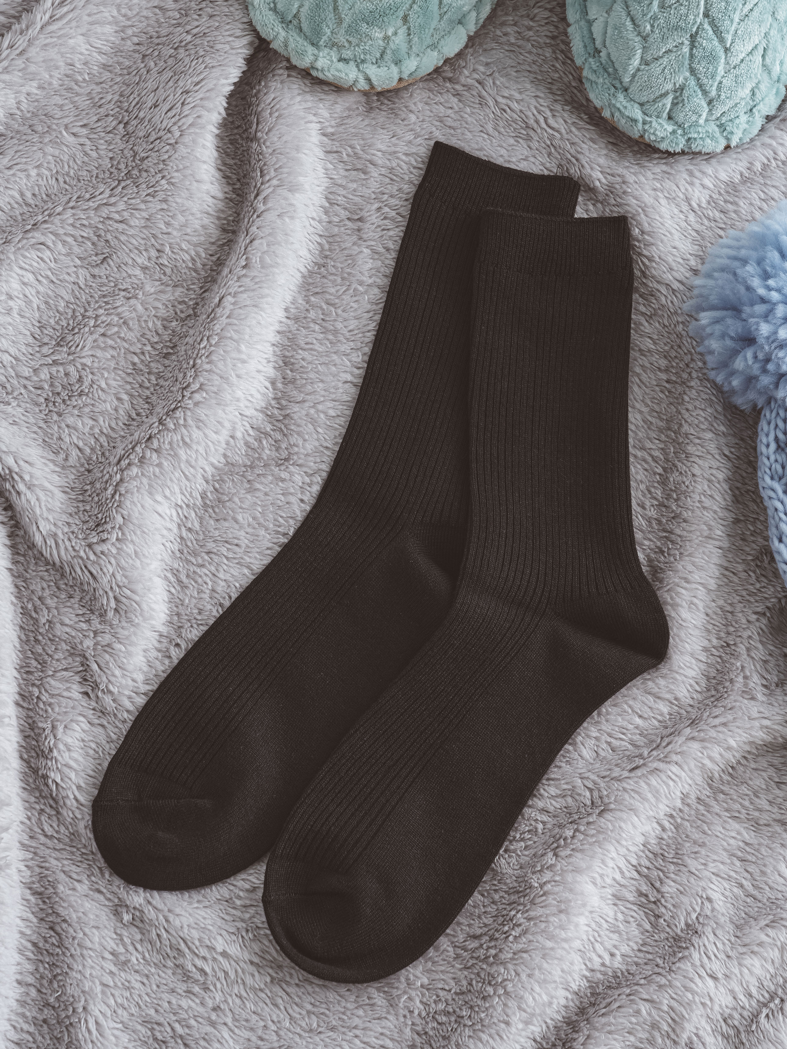 Monfoot Men's Thermal Ribbed Longwood Socks Black