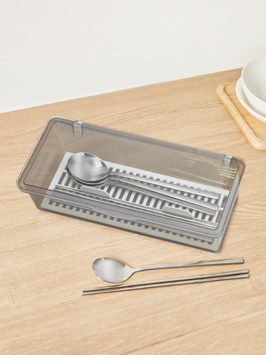 Clean cutlery container white