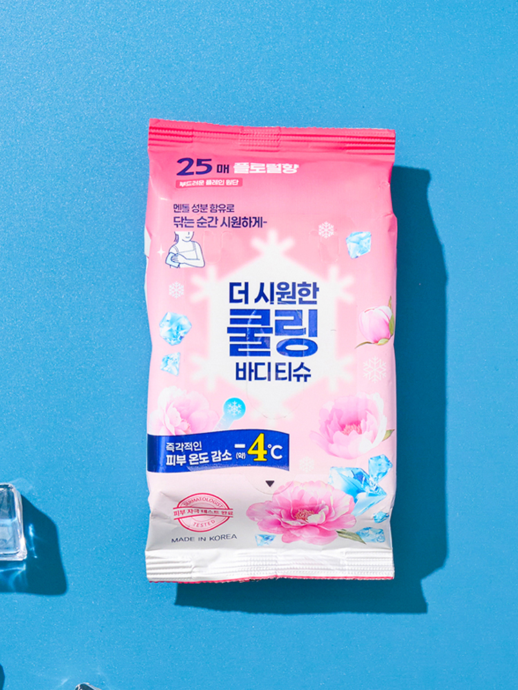 25 powerful cooling wet wipes, flower scent