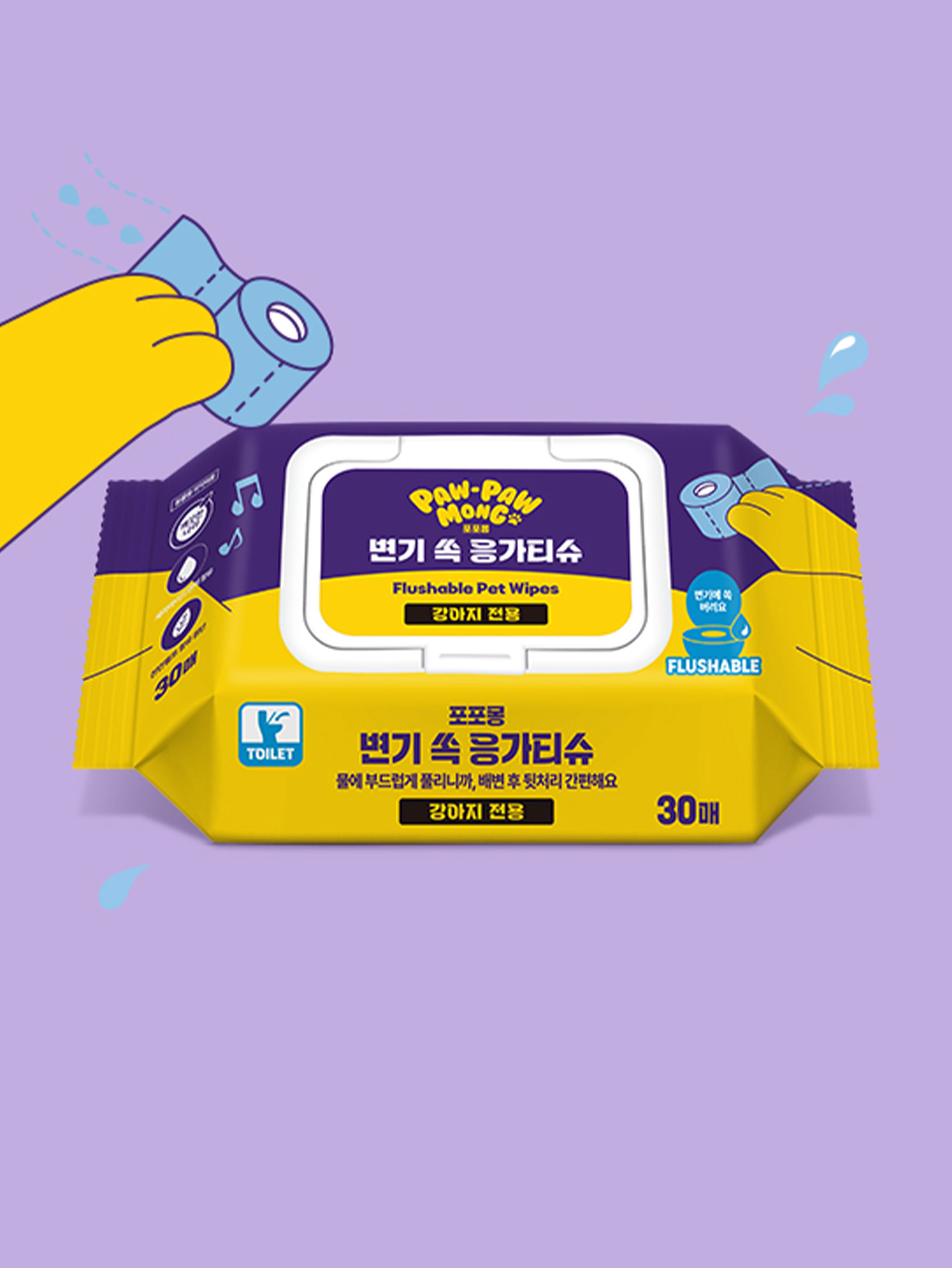 [Pet] Popomong Toilet Poop Tissue 30pcs (Clean Nara)