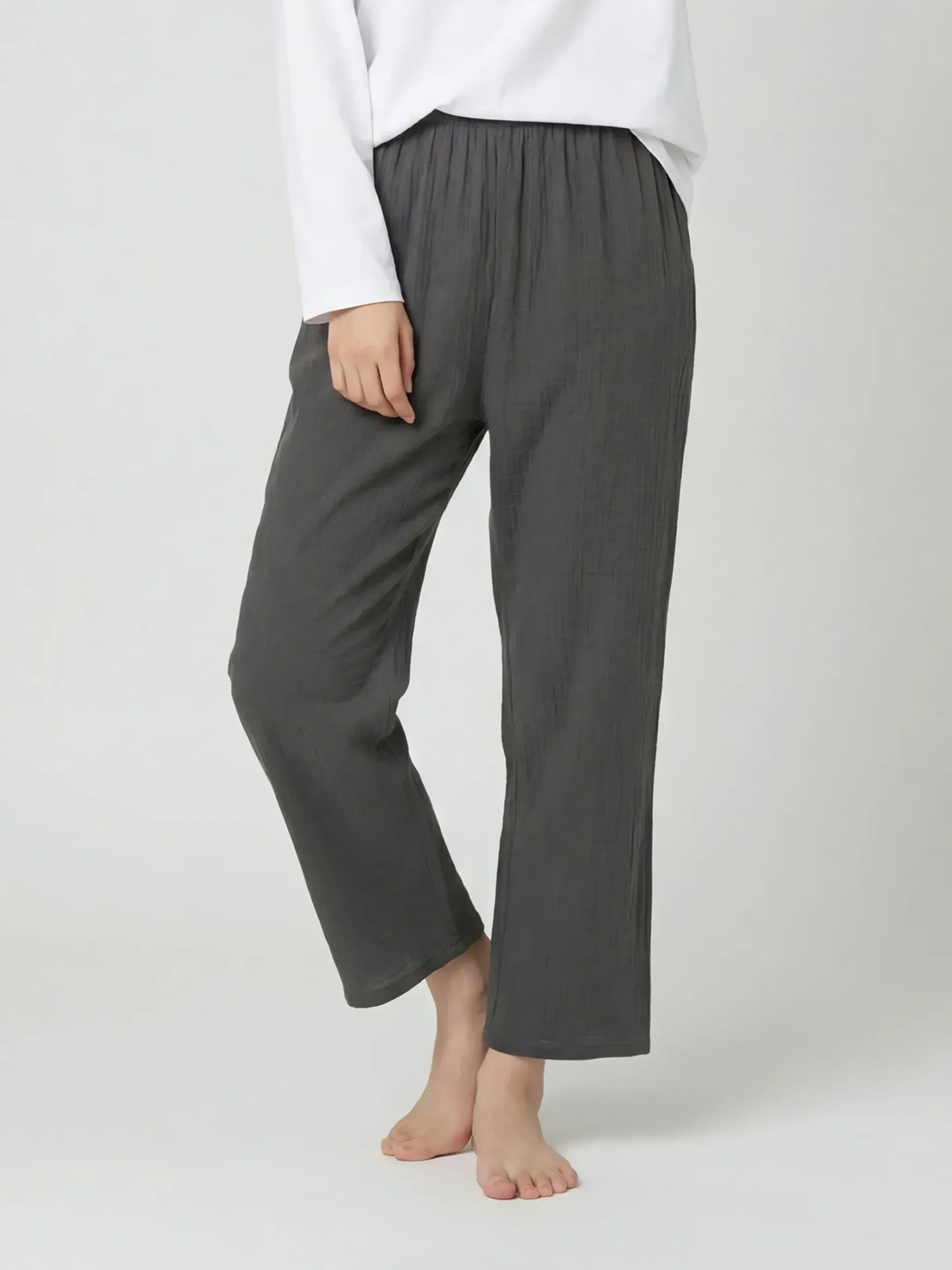 [Common] Double weave cotton pants L gray