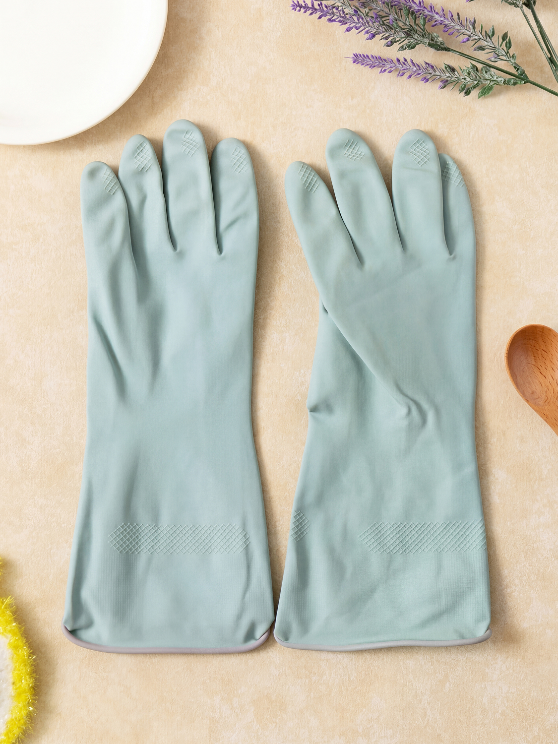 2 pairs of Taehwa color rubber gloves, sky blue large size