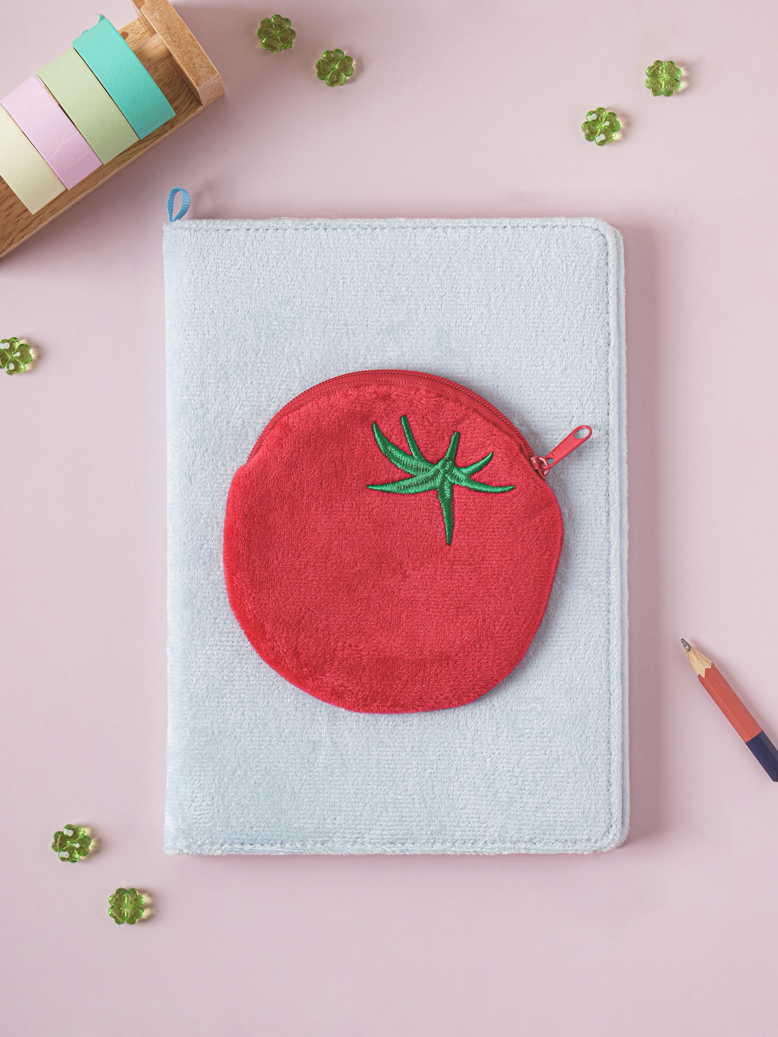 Fabric Cover Tomato Pocket Wireless Notebook 48 Sheets