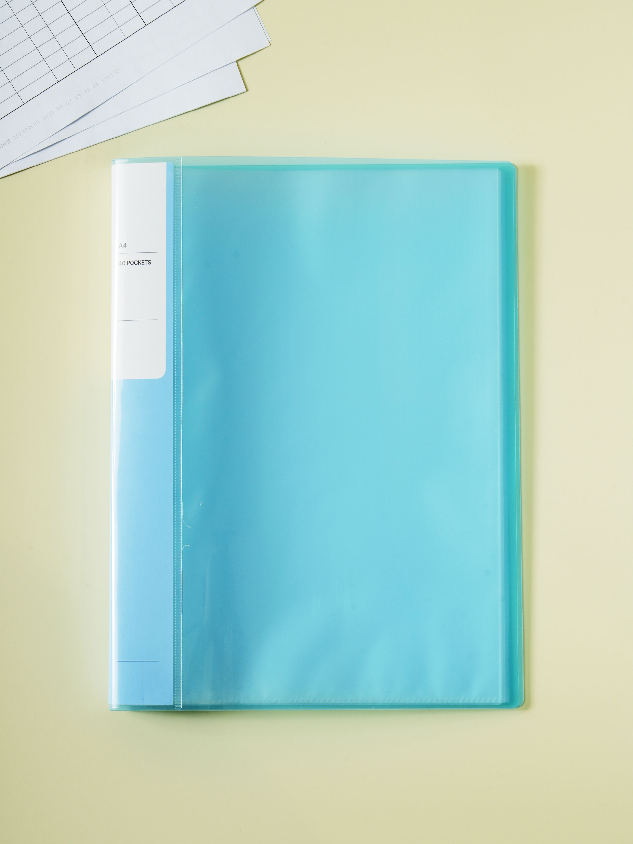 Adhesive Clear File 40 Sheets Blue