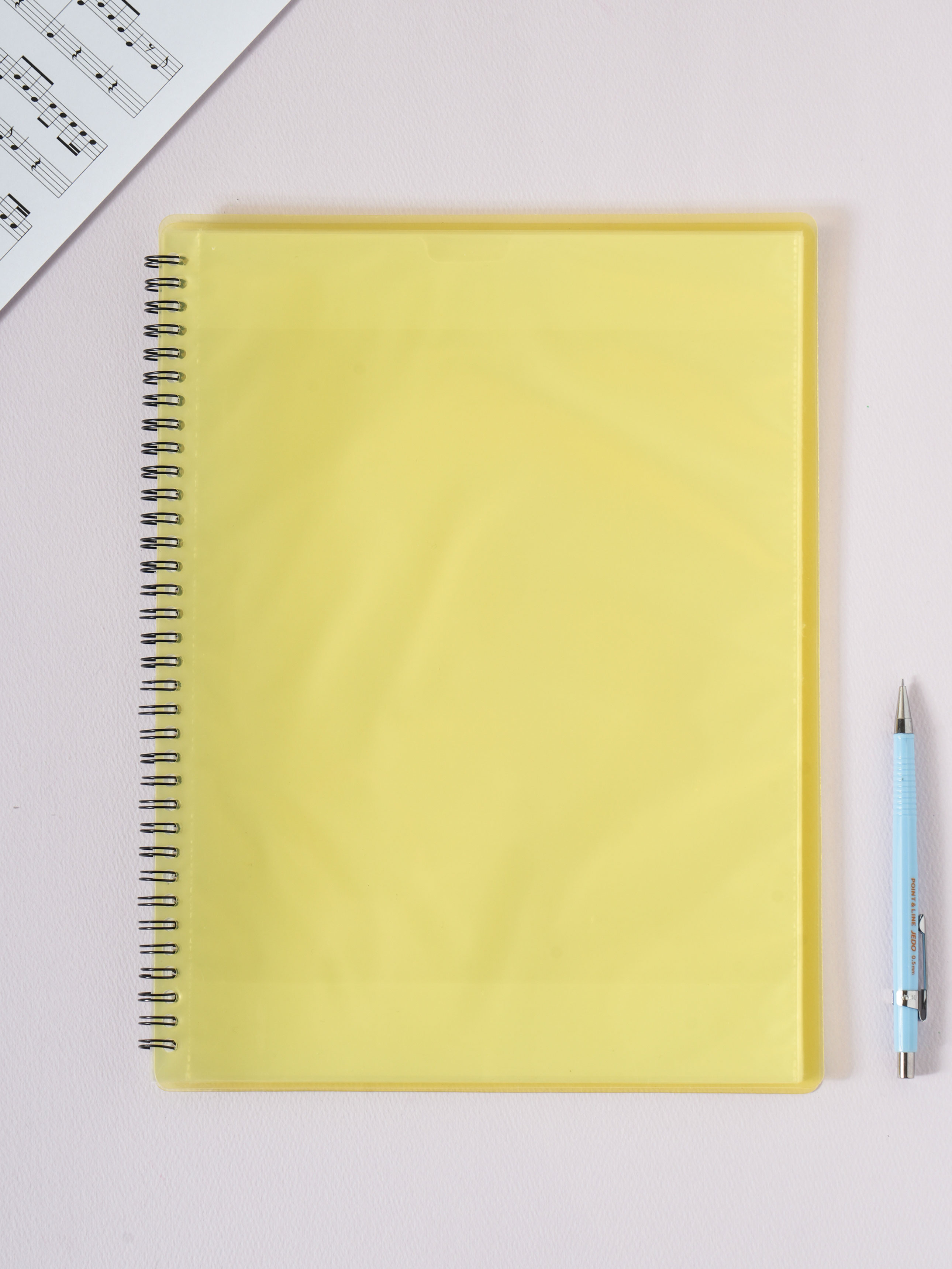30 sheets of writable sheet music files, yellow
