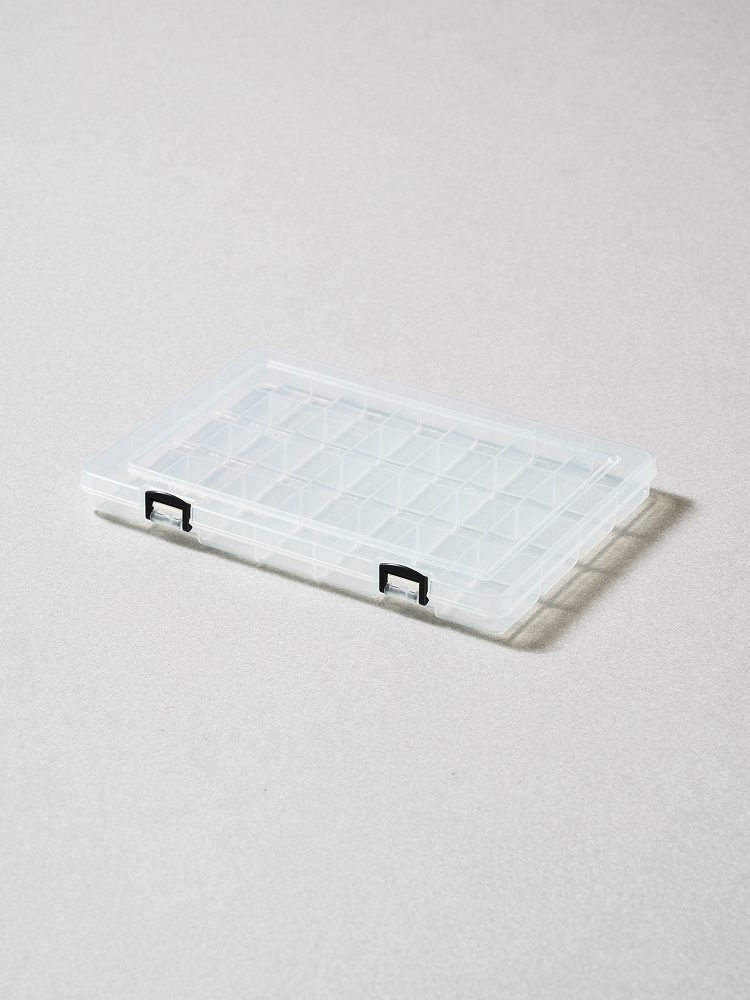 Clear Japanese Pony Kasei section case with 28 compartments