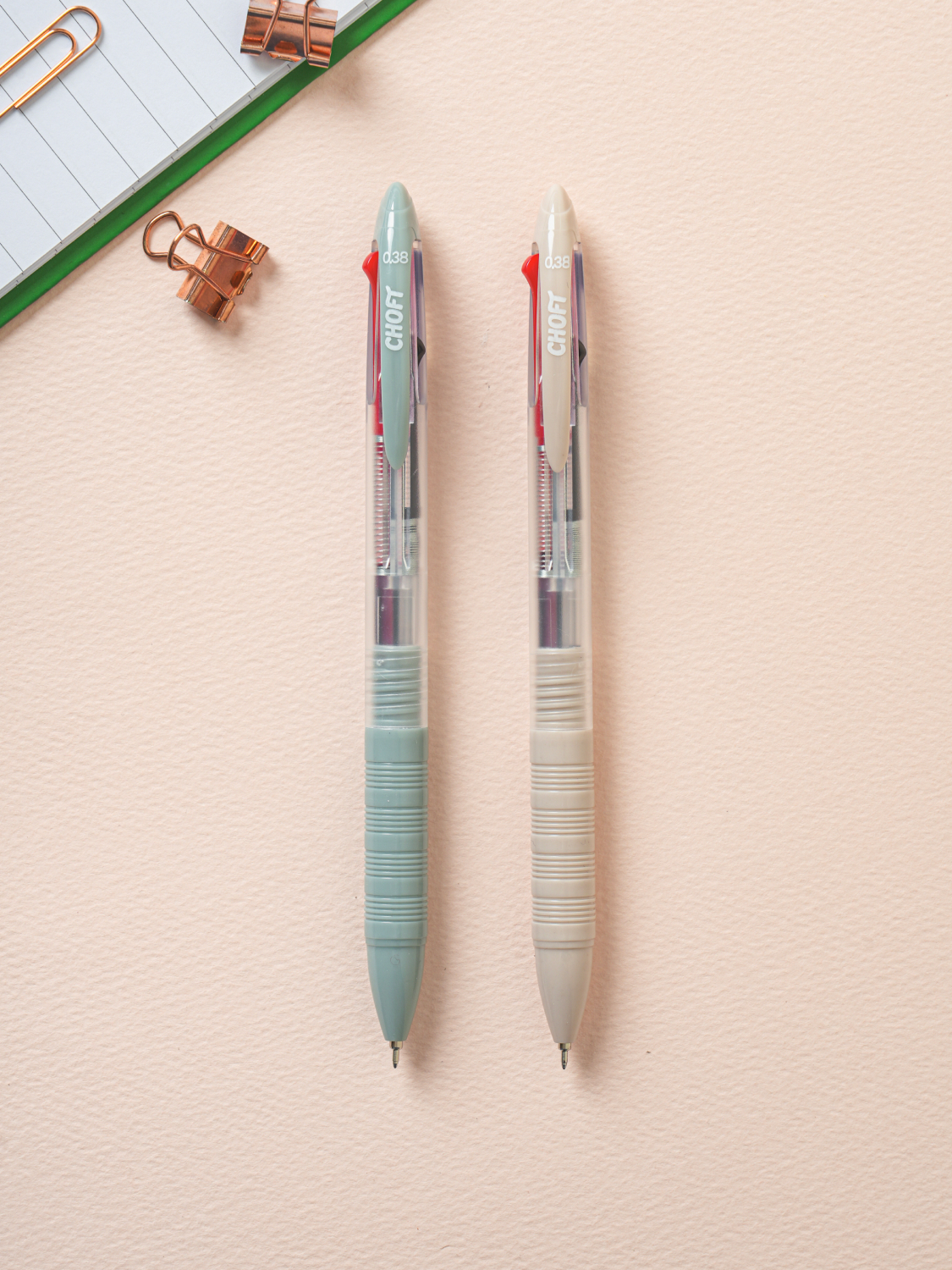 3-color ultra-low viscosity ballpoint pen 0.38 mm, 2 packs, iblue