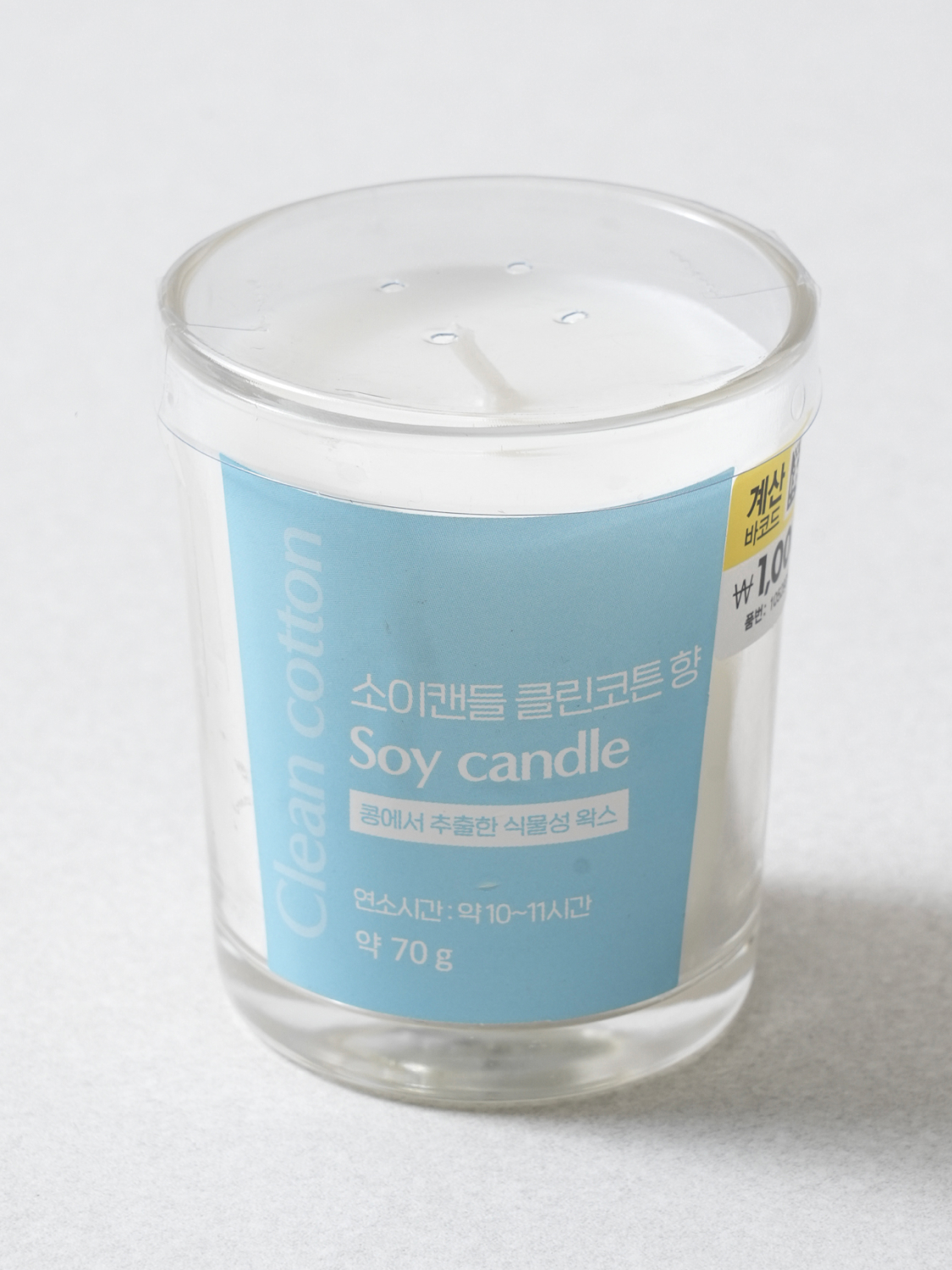 Glass soy candle 70 g clean cotton scent