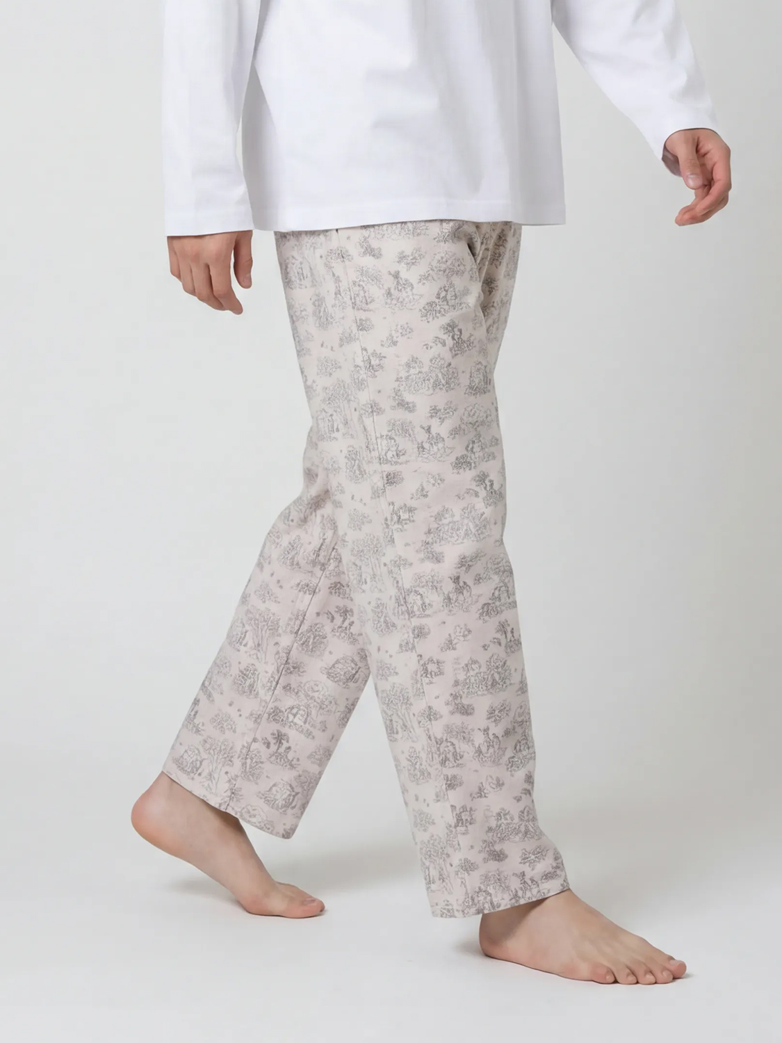 [Common] Pattern Pajamas 9/4 Bottoms L Beige