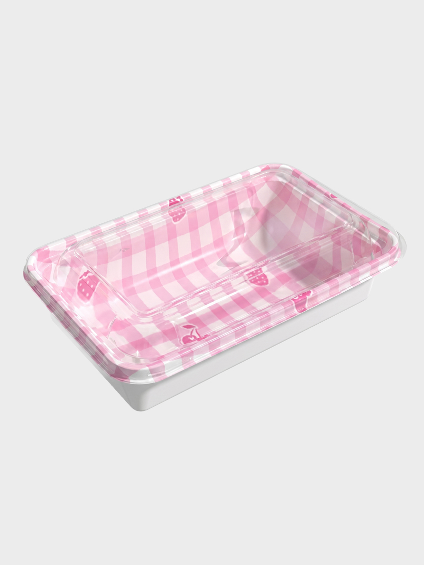 Rectangular lunch box 3pcs pink