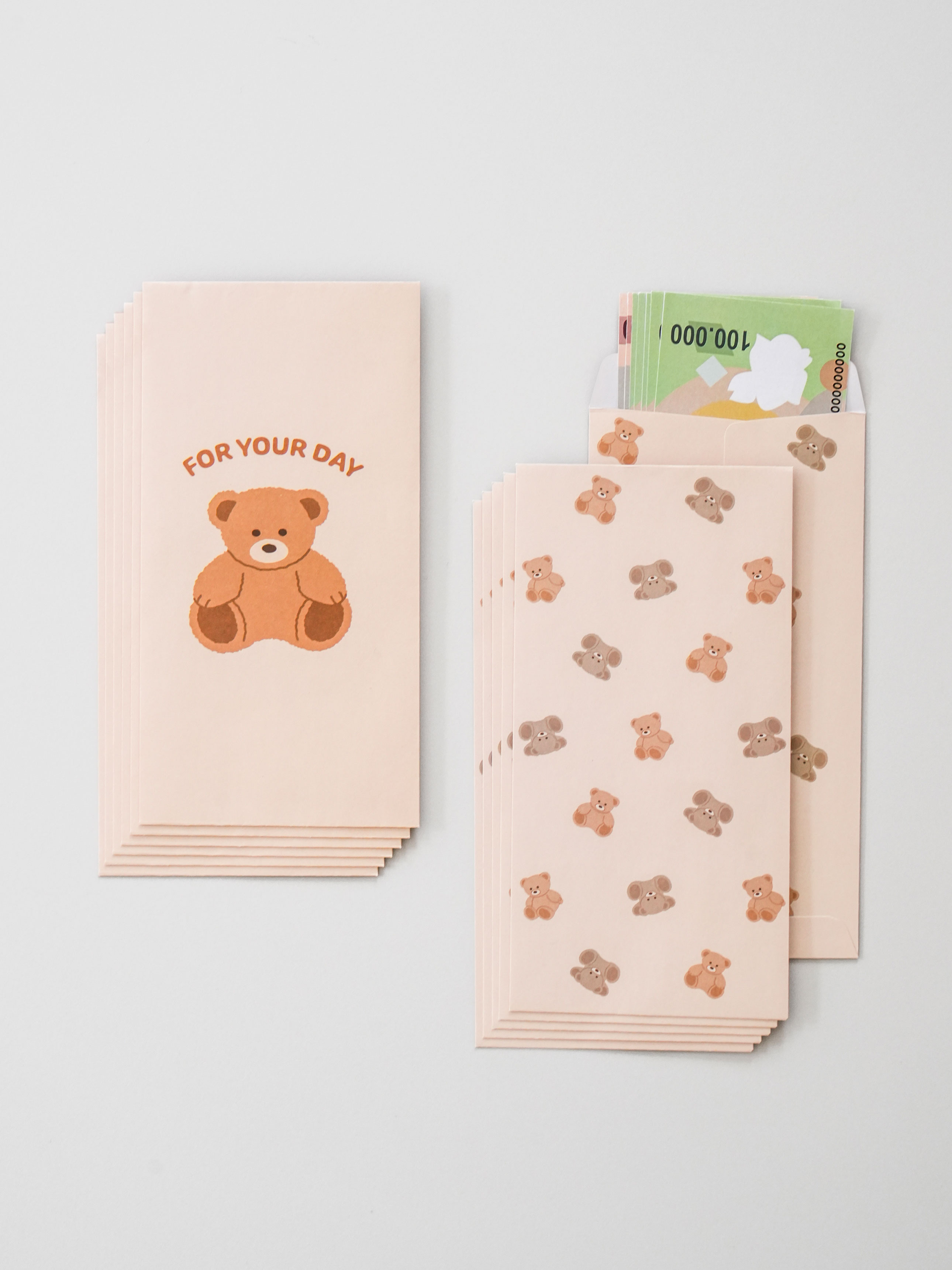 12 animal money envelopes, bear