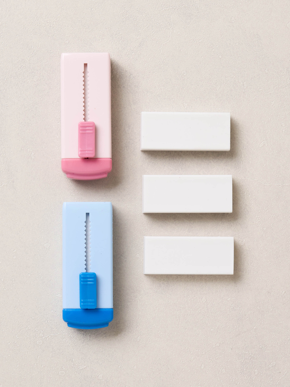Slide-type rubber eraser (2 packs + 3 refills)