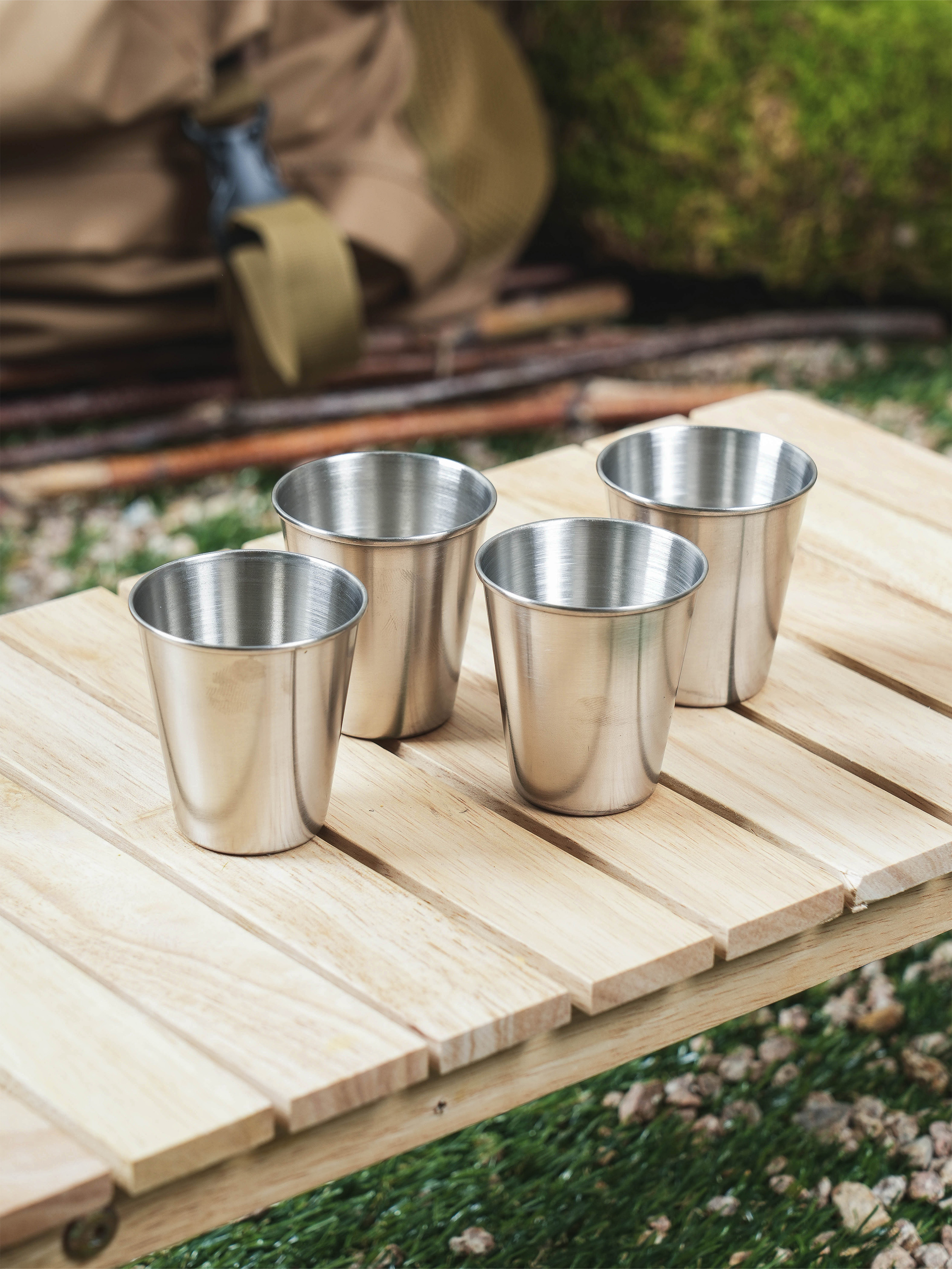 Camping stainless steel cups 70ml (4 packs)
