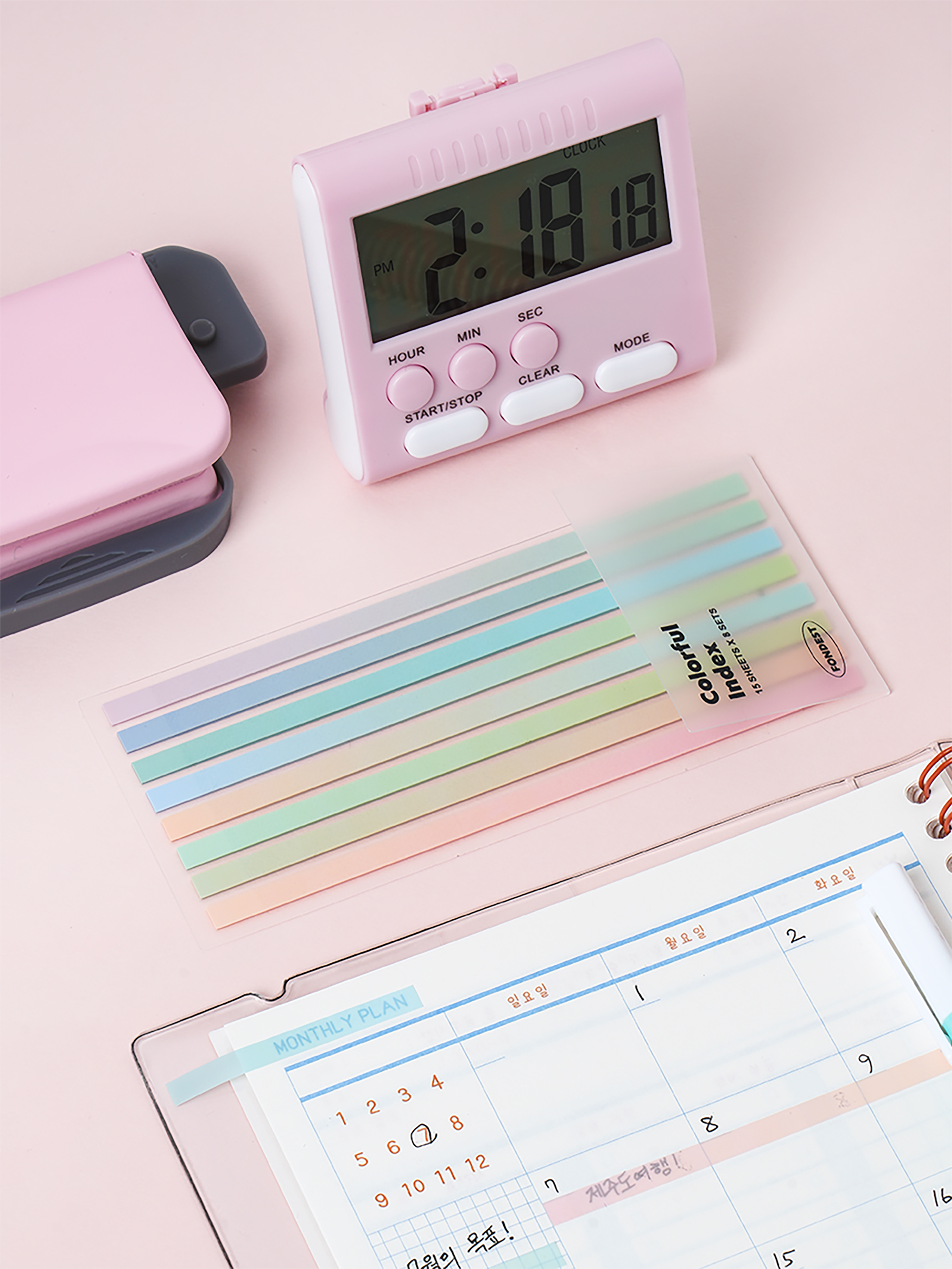 8-color colorful long index