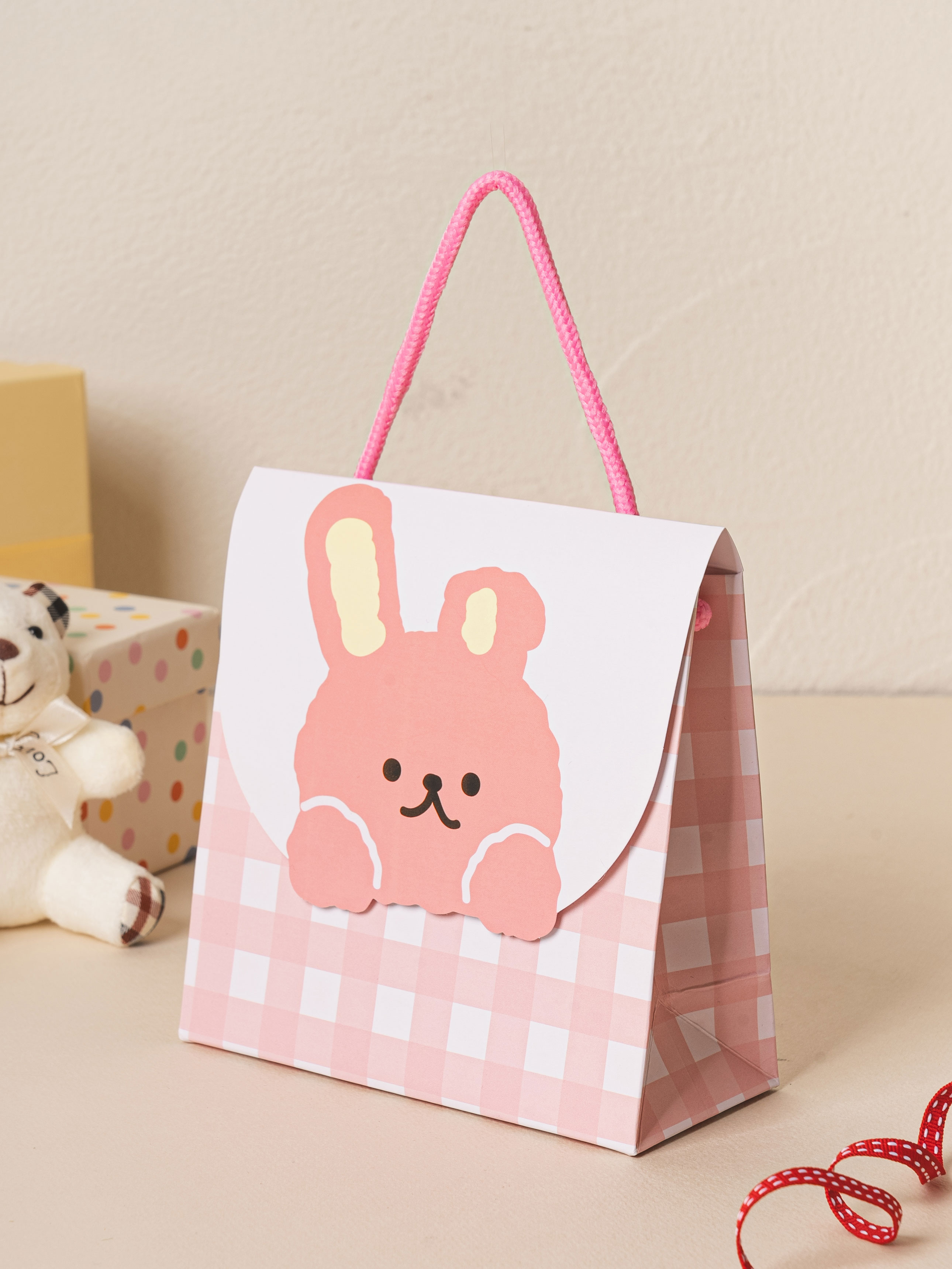 Squeeze type mini shopping bag pink