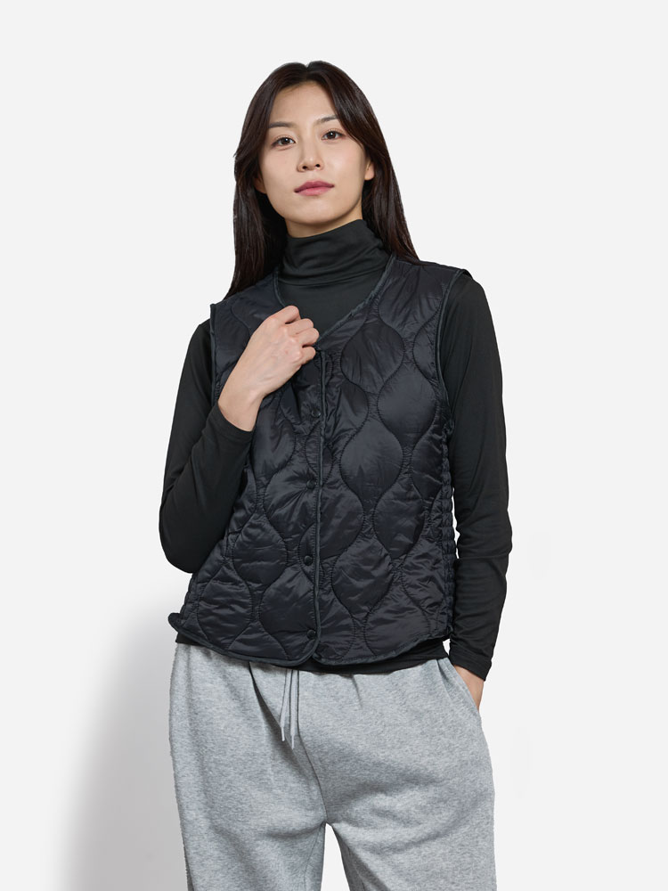 [Women] Side pleated padded vest M/L
